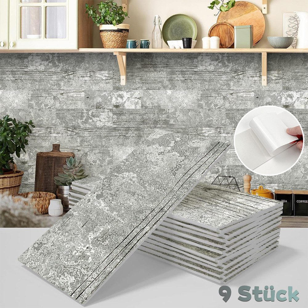 ZEUOPQ Fliesenaufkleber Fliesenaufkleber Wanddekoobjekt Wasser und ölbeständig abnehmbar 9Pcs, Geeignet für Wohnzimmer Esszimmer Schlafzimmer Balkon Eingangsbereich