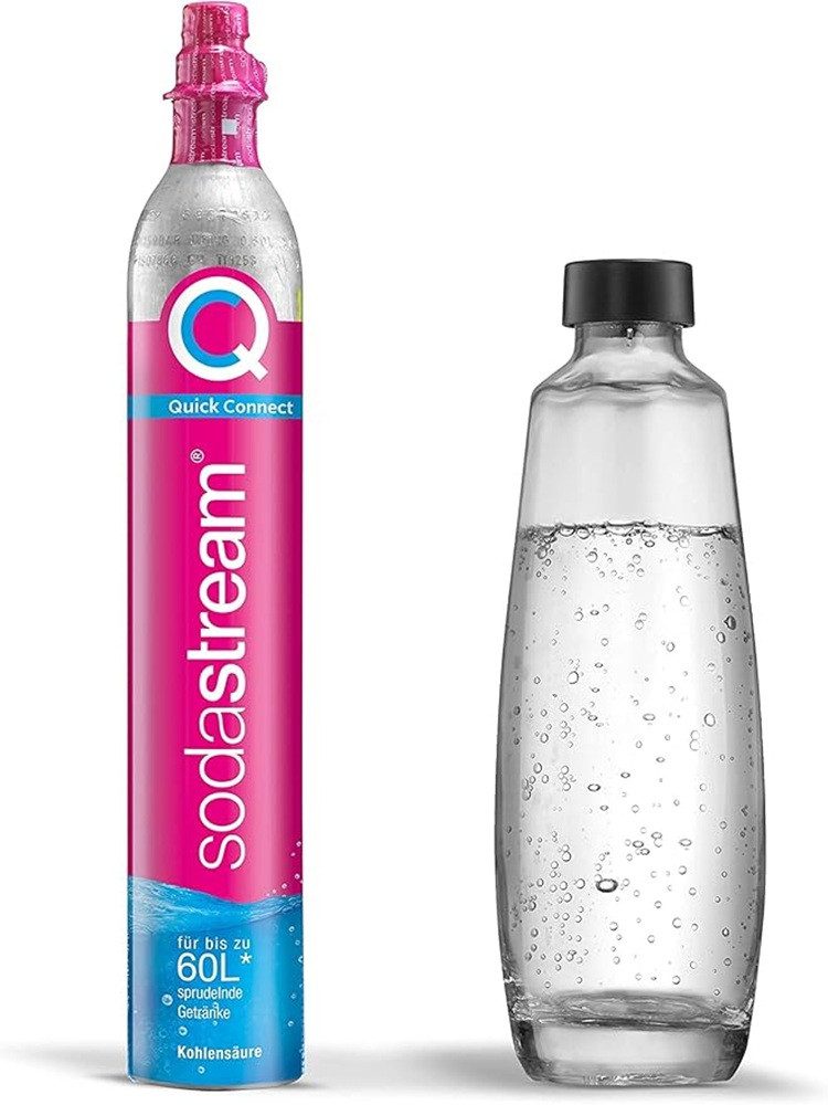 SodaStream Wassersprudler QC-Reservepack mit 1x Quick Connect CO₂-Zylinder 60 L & 1x Glasflasche