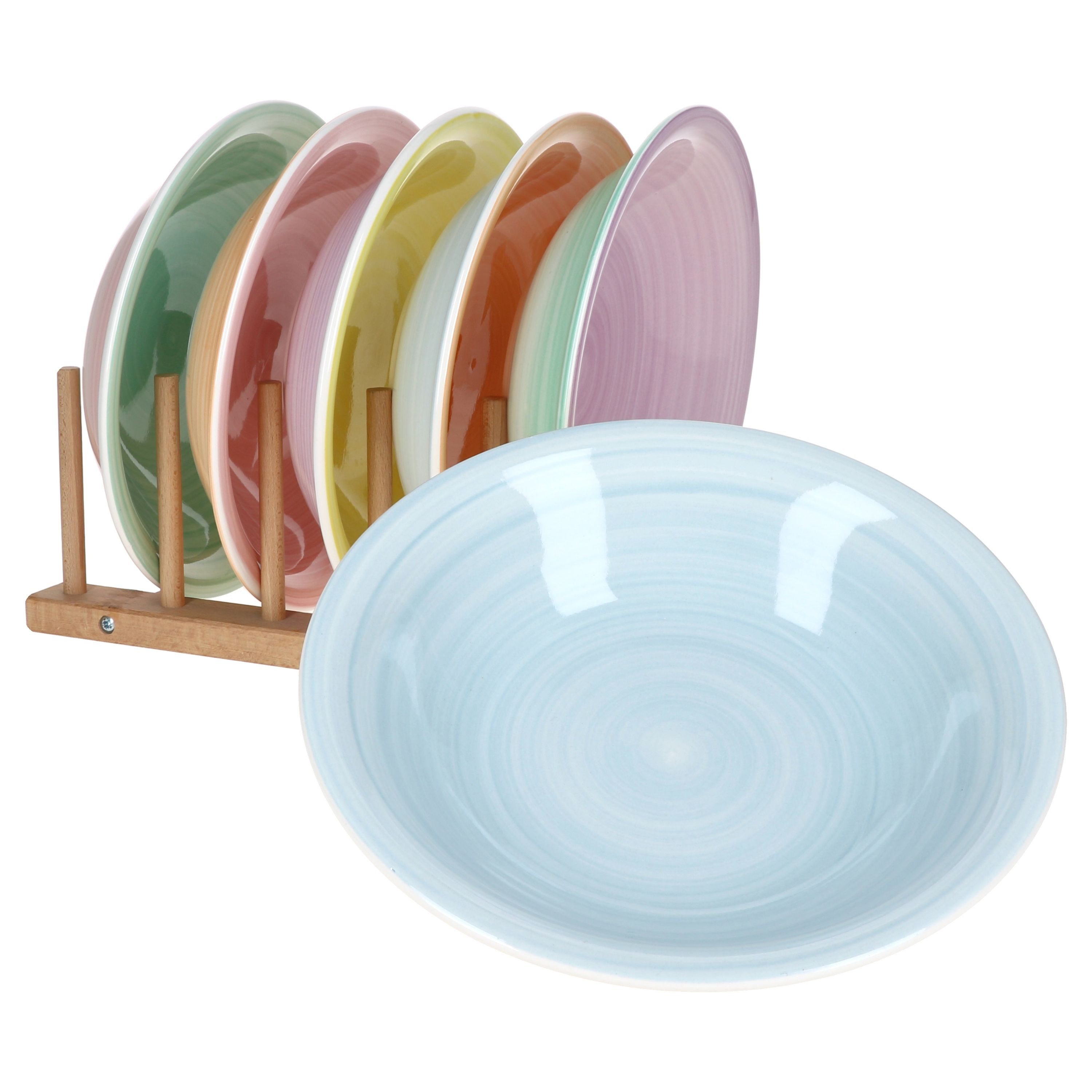 MamboCat Suppenteller Pastello 6er Set Suppenteller 450ml Steingut bunt Teller tief