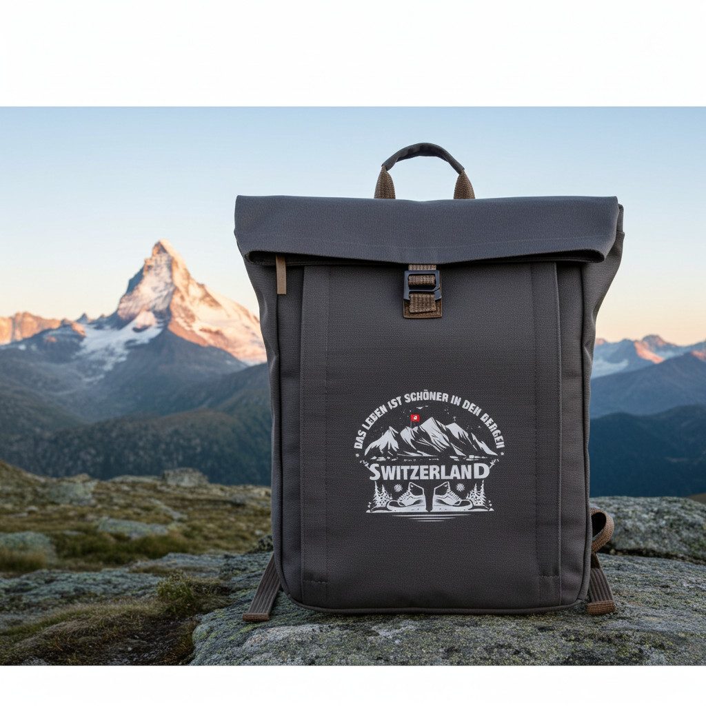Halfar Wanderrucksack Marken-Rolltop-Rucksack, Anthrazit Baumwolle 19L, PVC frei, Nachhaltiger Rucksack mit gepolstertem Boden & edlen Metall-Details