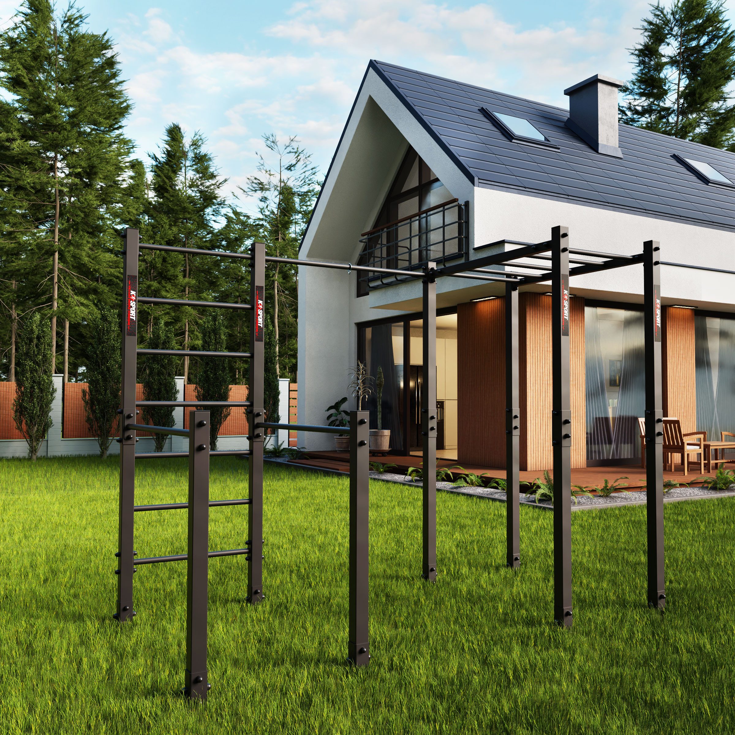 K-SPORT Sprossenwand Calisthenics Outdoor Station I Klimmzugstange+Dip Station bis 150kg, Made in EU!