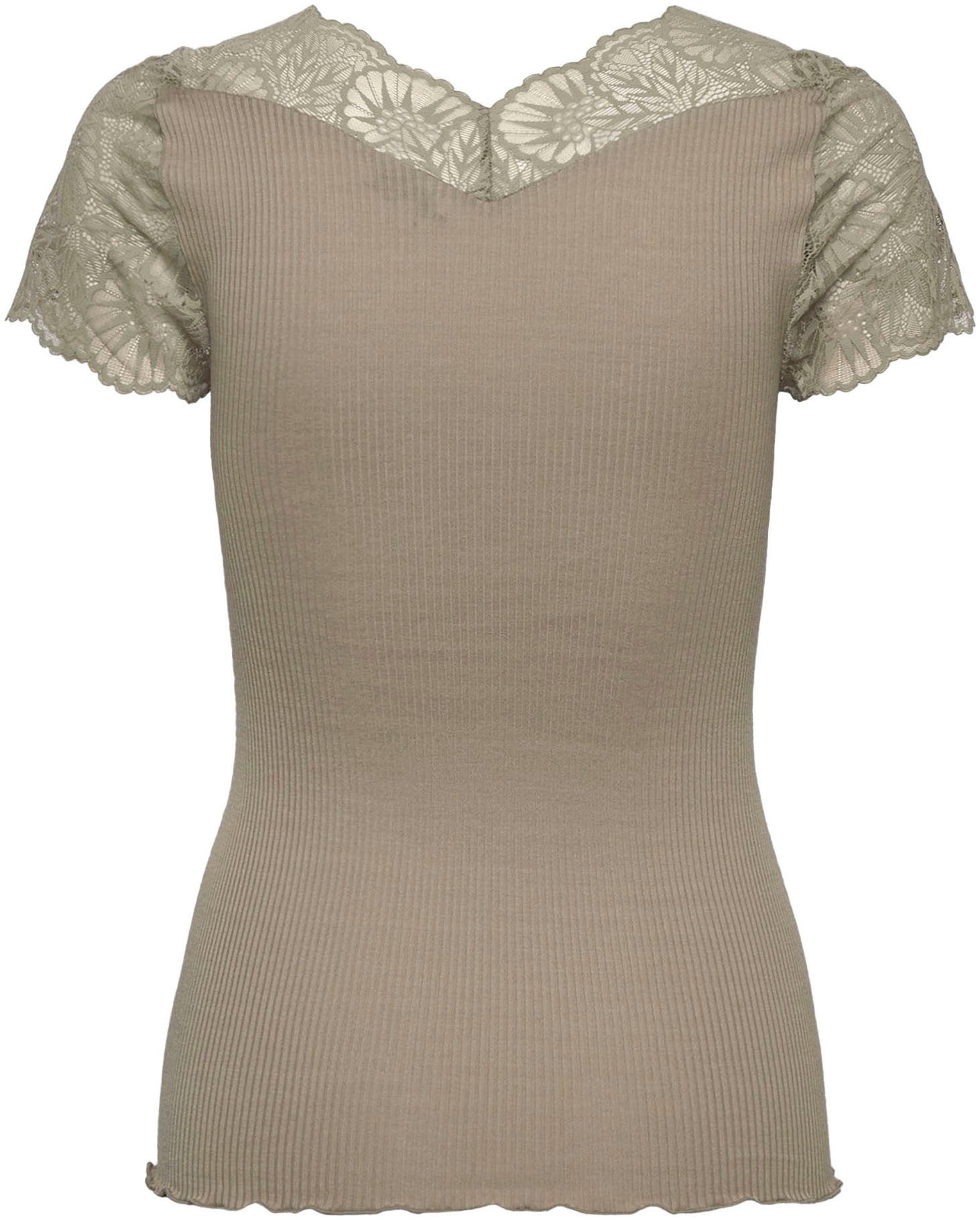 rosemunde T-Shirt elastischer Vintage-Spitzenbesatz, Kurzarm, gewellter günstig online kaufen