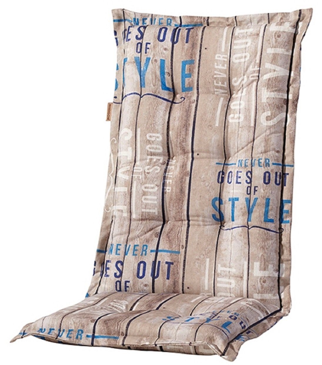 Madison Hochlehnerauflage C306 Gartenstuhl Auflagen Kissen Polster für Hochlehner braun blau, (1 Auflage, 1 St., 1 Auflage), für Hochlehner-Stühle UV-beständig inkl. Bindebänder und Halteband