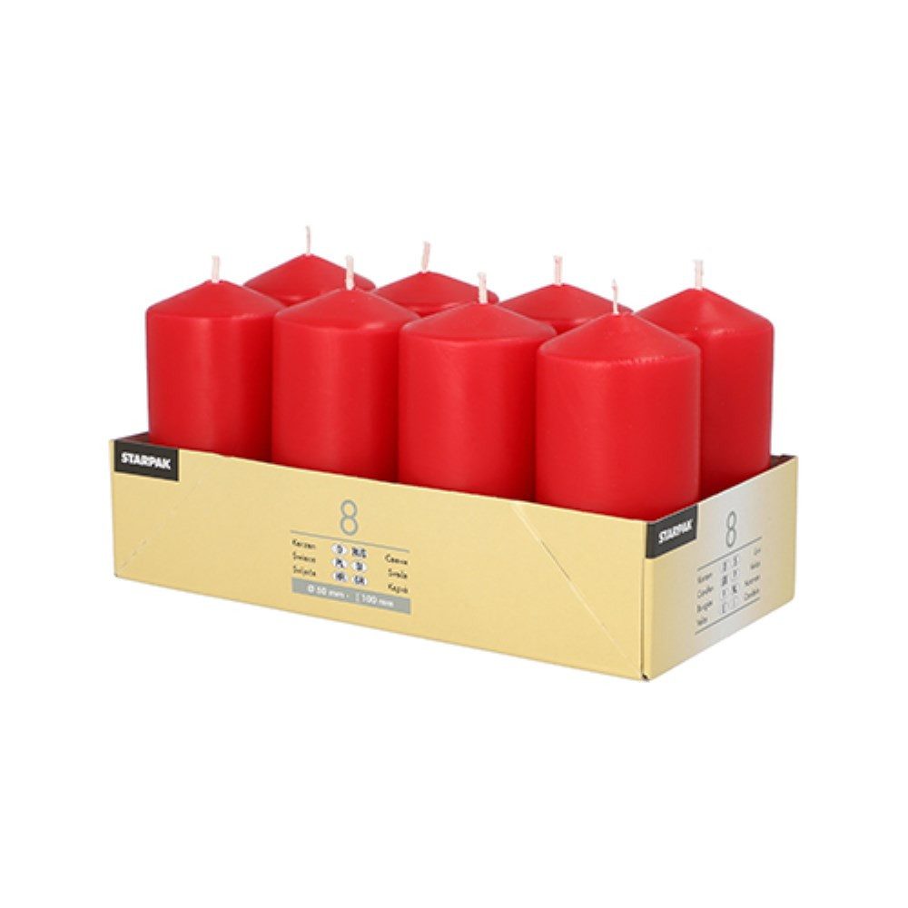 Starpak Stumpenkerze 8 Stumpenkerzen Ø 50 mm · 100 mm rot günstig online kaufen