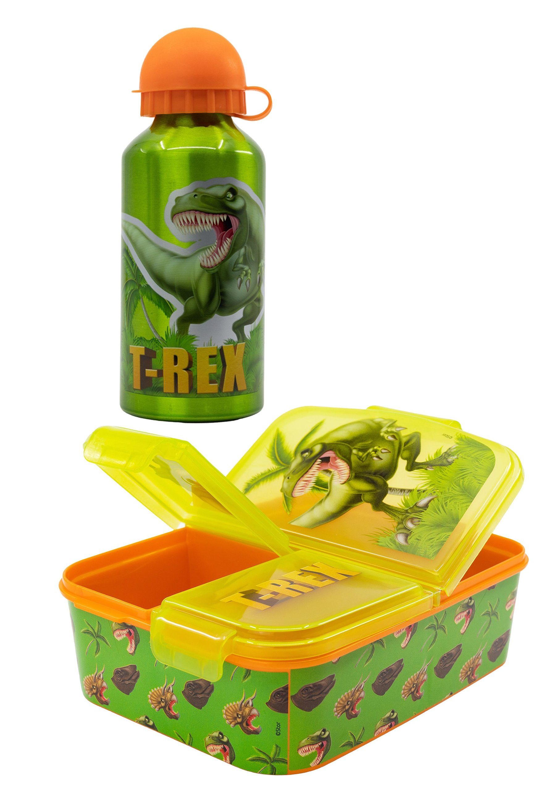 Yuhu.kids Lunchbox Lunch-Set Trinkflasche Sportflasche + Brotdose Lunchbox Dinosaurier, (SET, 2-tlg) | Lunchboxen