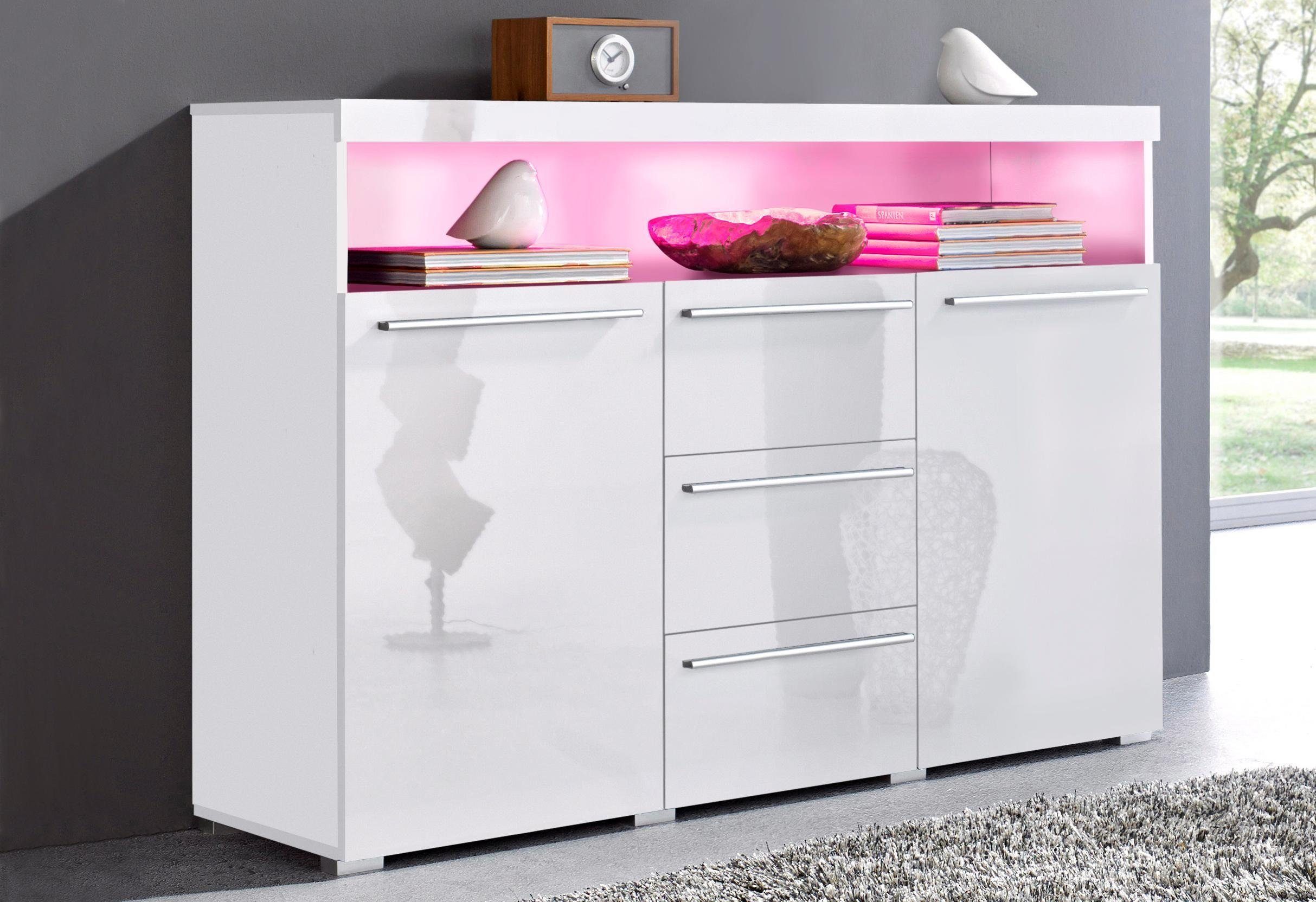 OTTO home Sideboard India,Breite 132cm stilvolle Anrichte mit 2Türen, 3 Schubladen, Kommode viel Stauraum, Einlegeböden verstellbar,ohne Beleuchtung