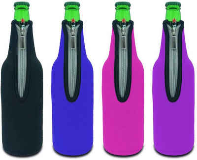 Leway Kühlmanschette »4er-Pack Neopren-isolierter zusammenklappbarer Bierflaschenkühler, isolierter Neopren-Flaschenkühler mit Reißverschluss«