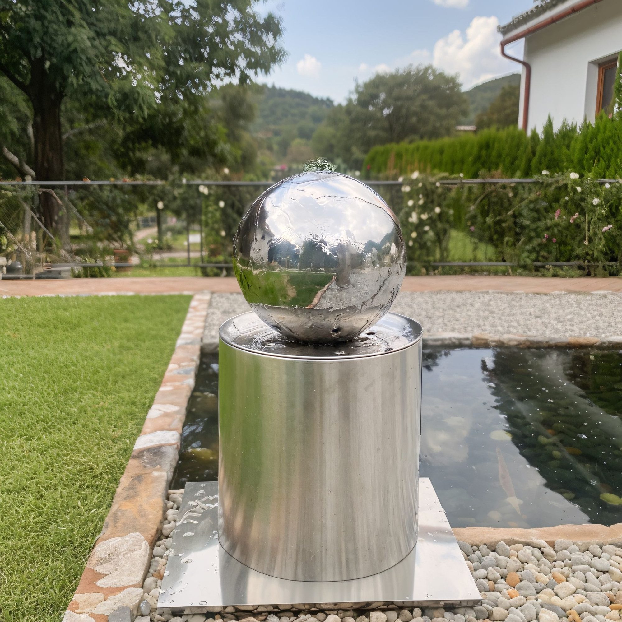 Köhko Gartenbrunnen Kugelbrunnen Ø25cm mit LED günstig online kaufen
