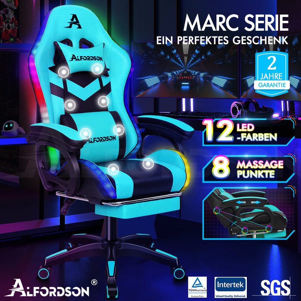 ALFORDSON Gaming-Stuhl 12 RGB LED-Farben Fernbedienung, günstig online kaufen