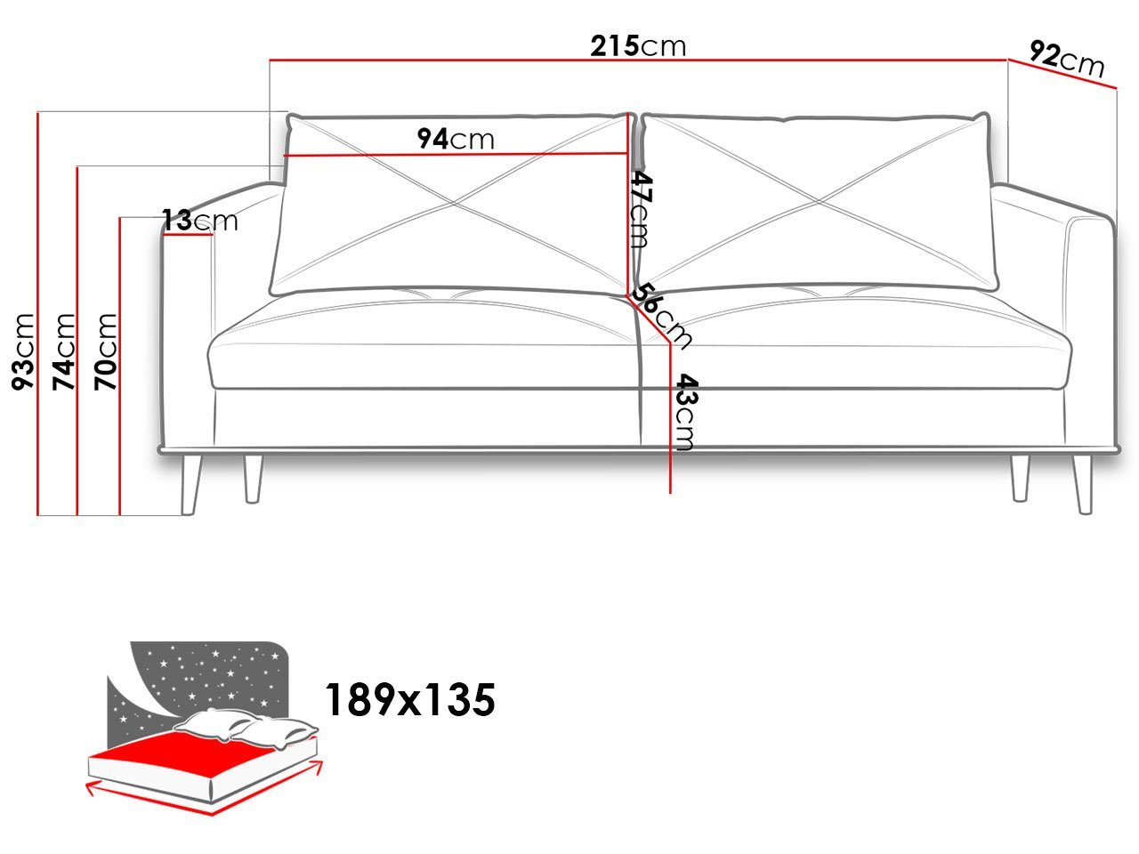 mit Schlafsofa 92 MIRJAN24 Sofa, mit Ausziehbares Holzfüße, Bettkasten, Bergamo Schlaffunktion Kissen und Lavende,