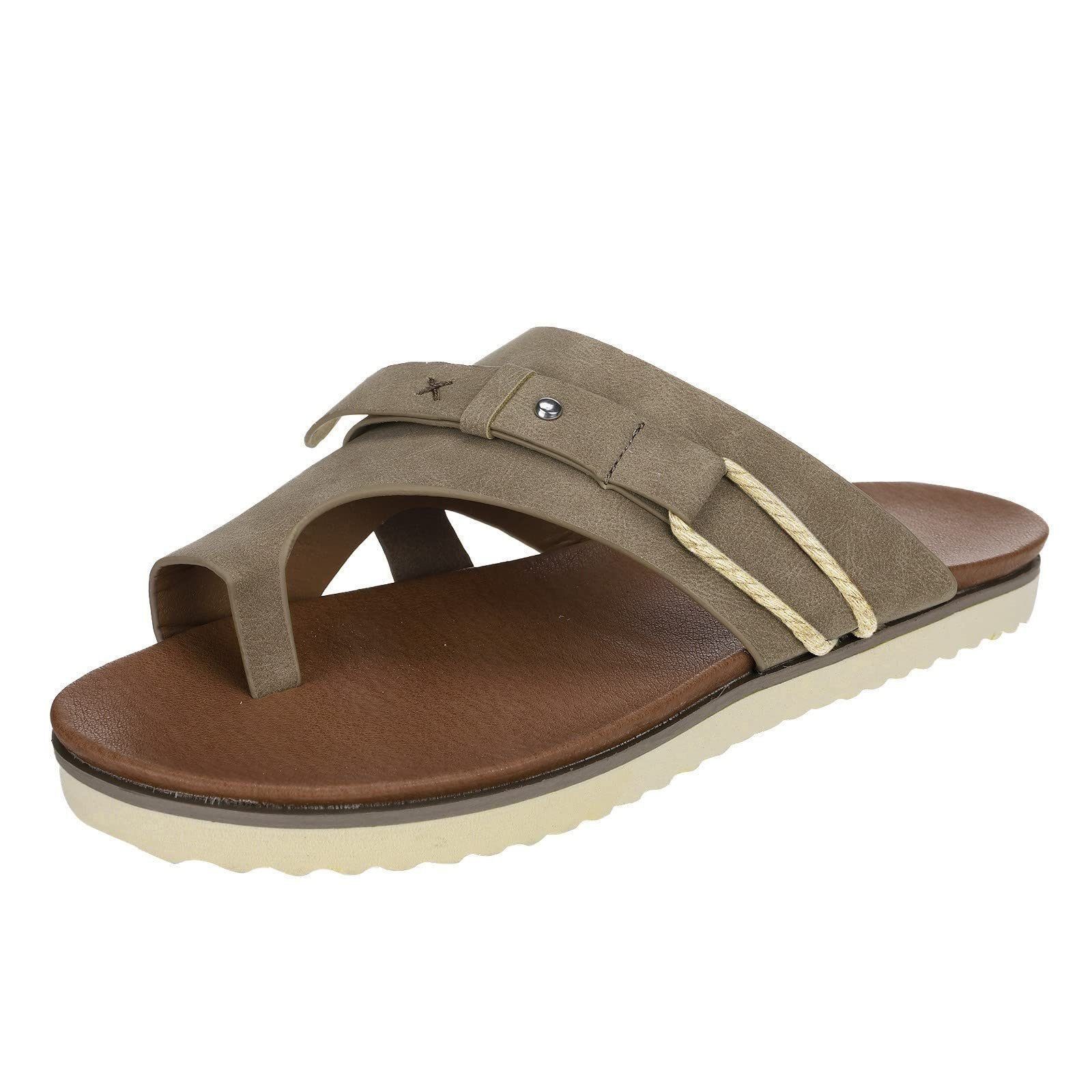 YOOdy~ Sandalen Damen Sommer Zehentrenner Sandale Beach Damen Hausschuhe Sandalette Grau