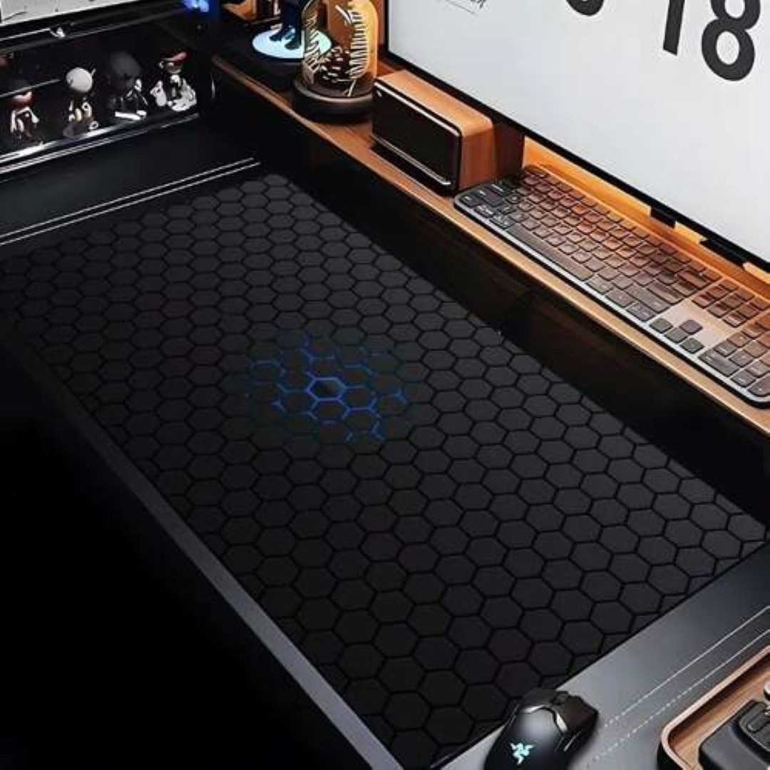 Dunmoon Schreibtischunterlage Große Schreibtischunterlage XXL, Wasserdicht & Rutschfest, (Große Schreibtischunterlage für Maus und Tastatur, schwarz/blau, 1 XXL – Bild 4 von 5
