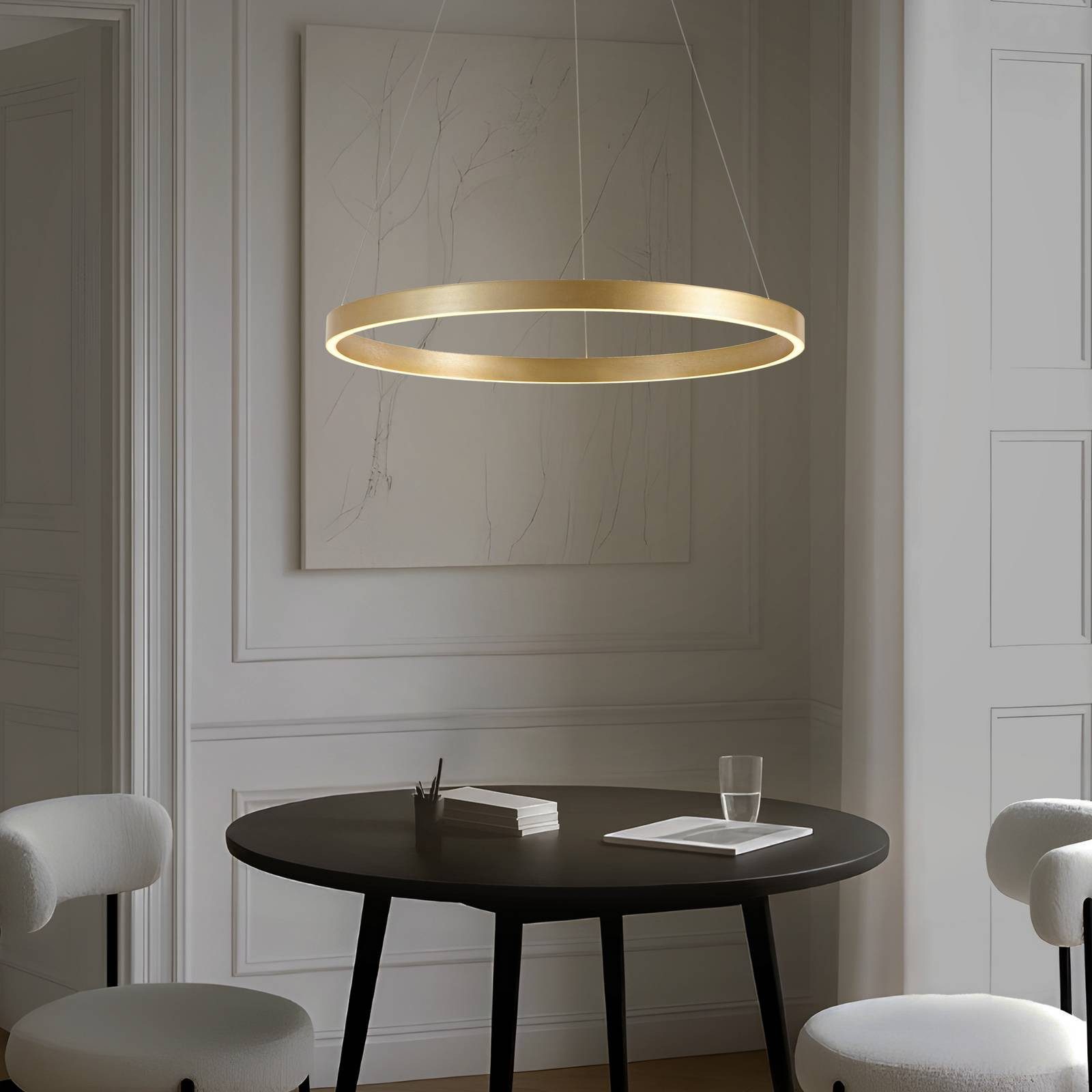 Lucande Hängeleuchte Yonam, LED, Metall, Gold / Messing Farbwechsel warmweiß / tageslicht IP20, Farbwechsel warmweiß / tageslicht