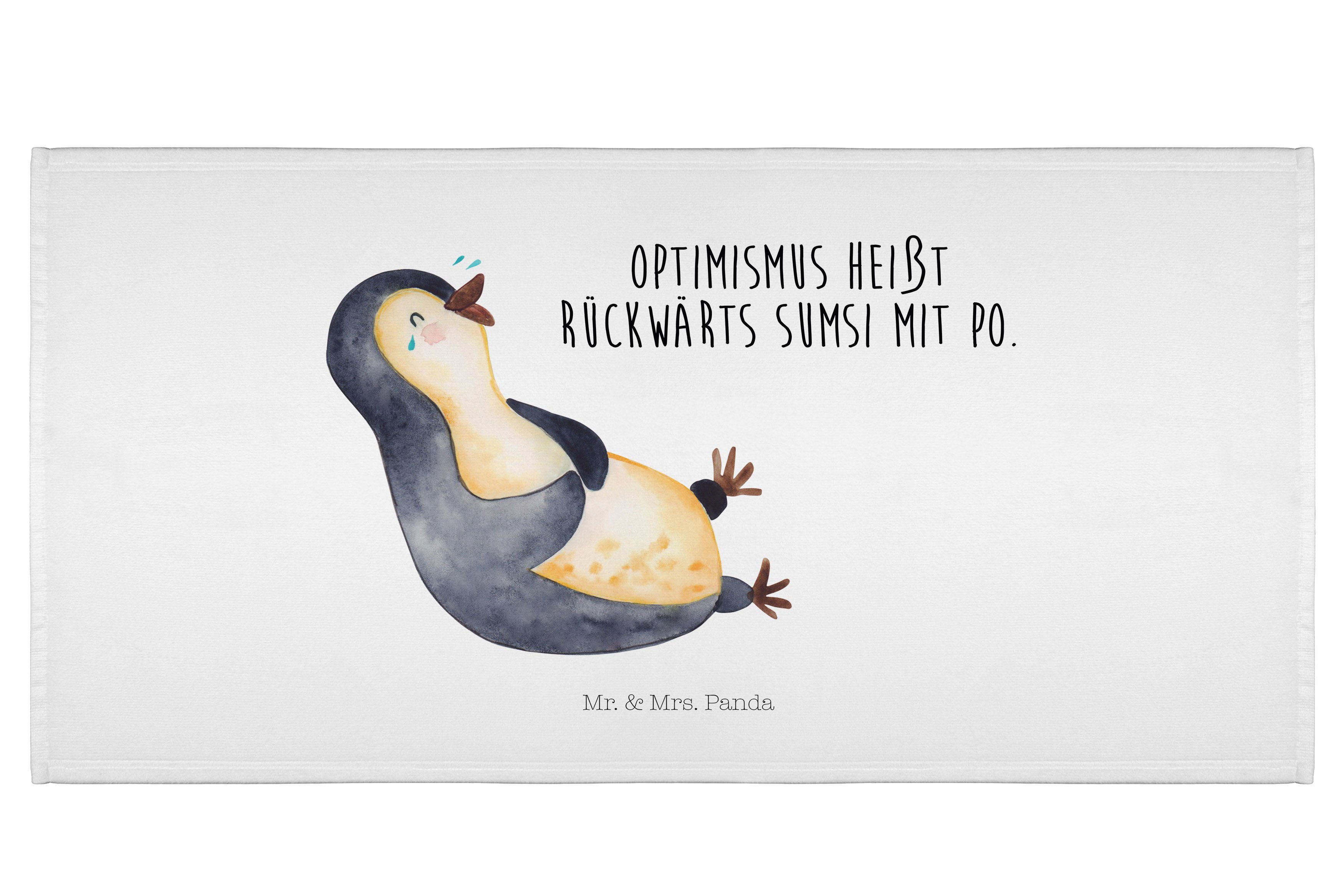 Mr. & Mrs. Panda Handtuch Pinguin Lachen, Handtuch, Weiß, Flauschtuch, Funny, Pinguine, Fröhlic, Kunstfaser (Packung), Geschenk Händehandtuch 50x100 Handtuch