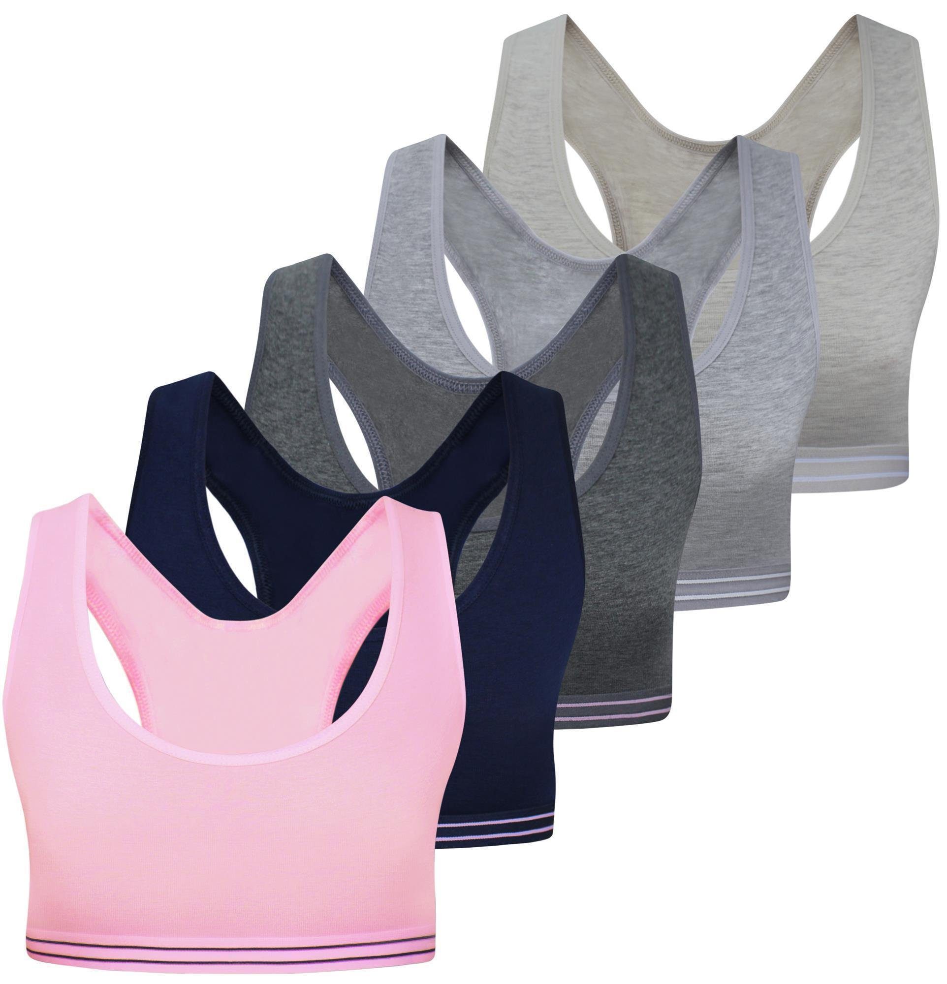 LOREZA Bustier 5er Set Mädchen Bustier BH - Streifen - Bunt (Set, 5-tlg., 5er-Pack)