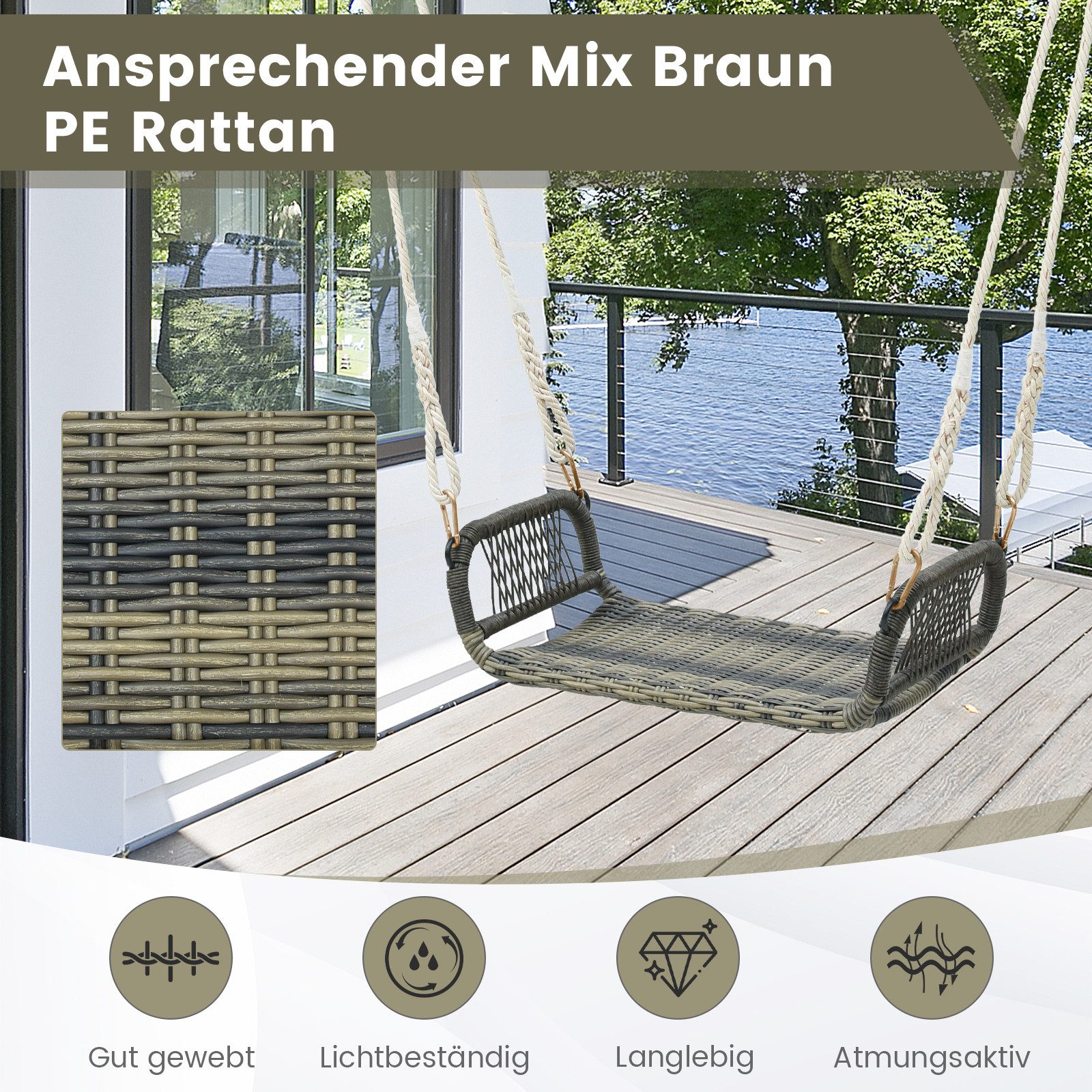 COSTWAY Hängesessel, wetterfest, Rattan, Hängestuhl mit günstig online kaufen