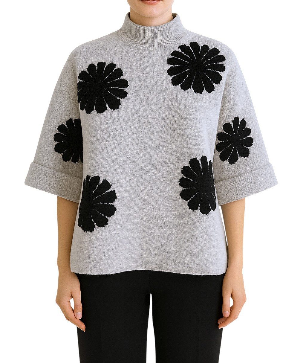 Mississhop Rollkragenpullover Damen Pullover mit Blumenmuster M.408 günstig online kaufen