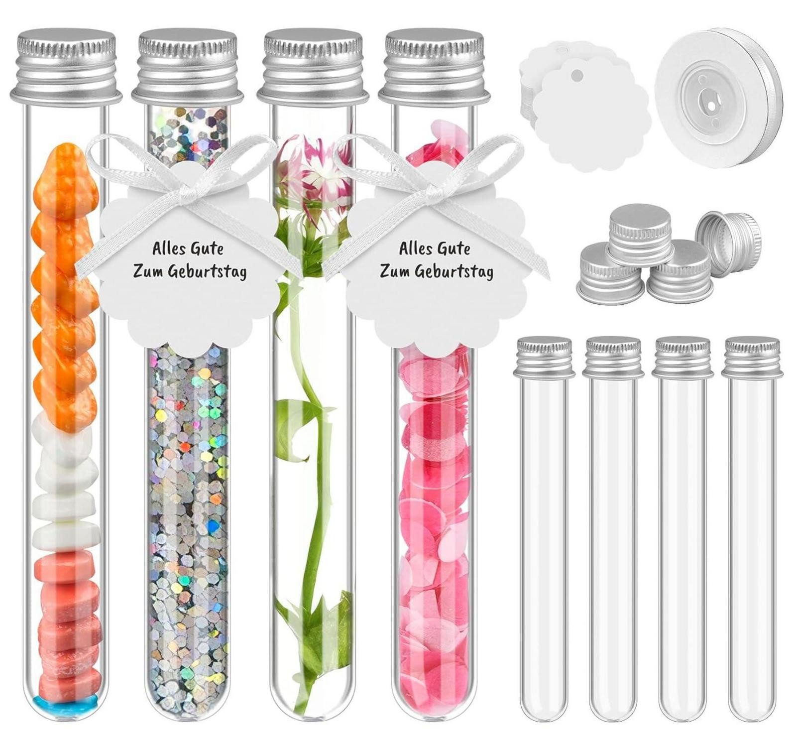 LuxusKollektion Einweggläser 30x transparente Reagenzgläser mit Schraubverschluss und