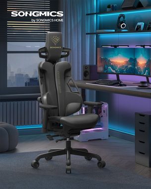SONGMICS Gaming-Stuhl, Bürostuhl, Textur mit Karbonfaser-Effekt, höhenverstellbar
