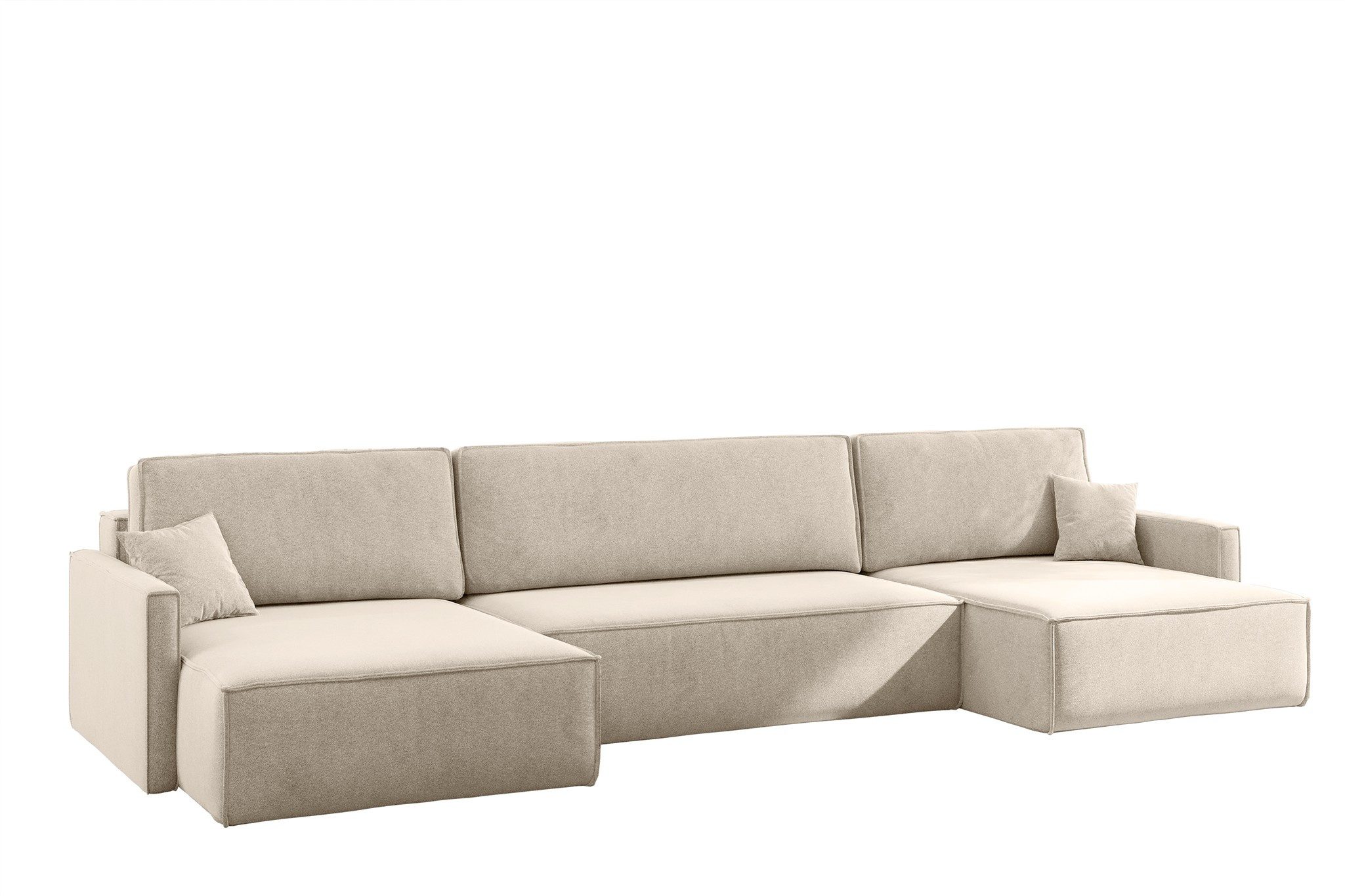 Fun Möbel Wohnlandschaft Sofa mit Schlaffunktion Sofa LOUIS in Stoff, inkl. 2 Zierkissen, inkl. Bettkasten