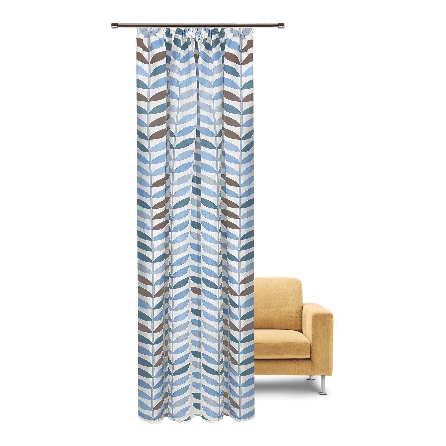 Gardine »Vorhang 140x245cm 100% Baumwolle Blickdicht Blau Kräuselband &  Stangendurchzug Schal«, Bonilo, (1 Stück) online kaufen | OTTO