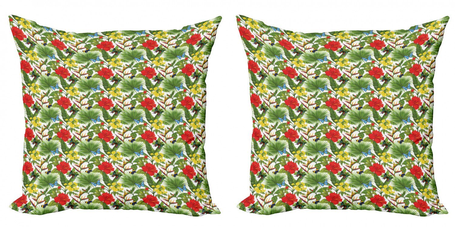 Hibiskus-Schmetterling Accent (2 Doppelseitiger Modern Exotisch Abakuhaus Stück), Kissenbezüge Digitaldruck, Fröhlich
