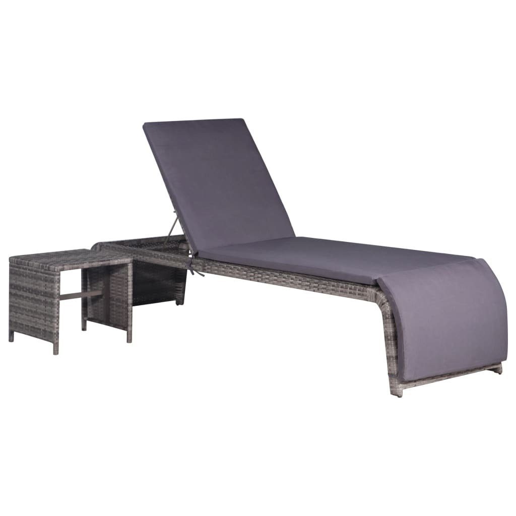 vidaXL Gartenliege »Sonnenliege mit Tisch Poly Rattan Grau« online