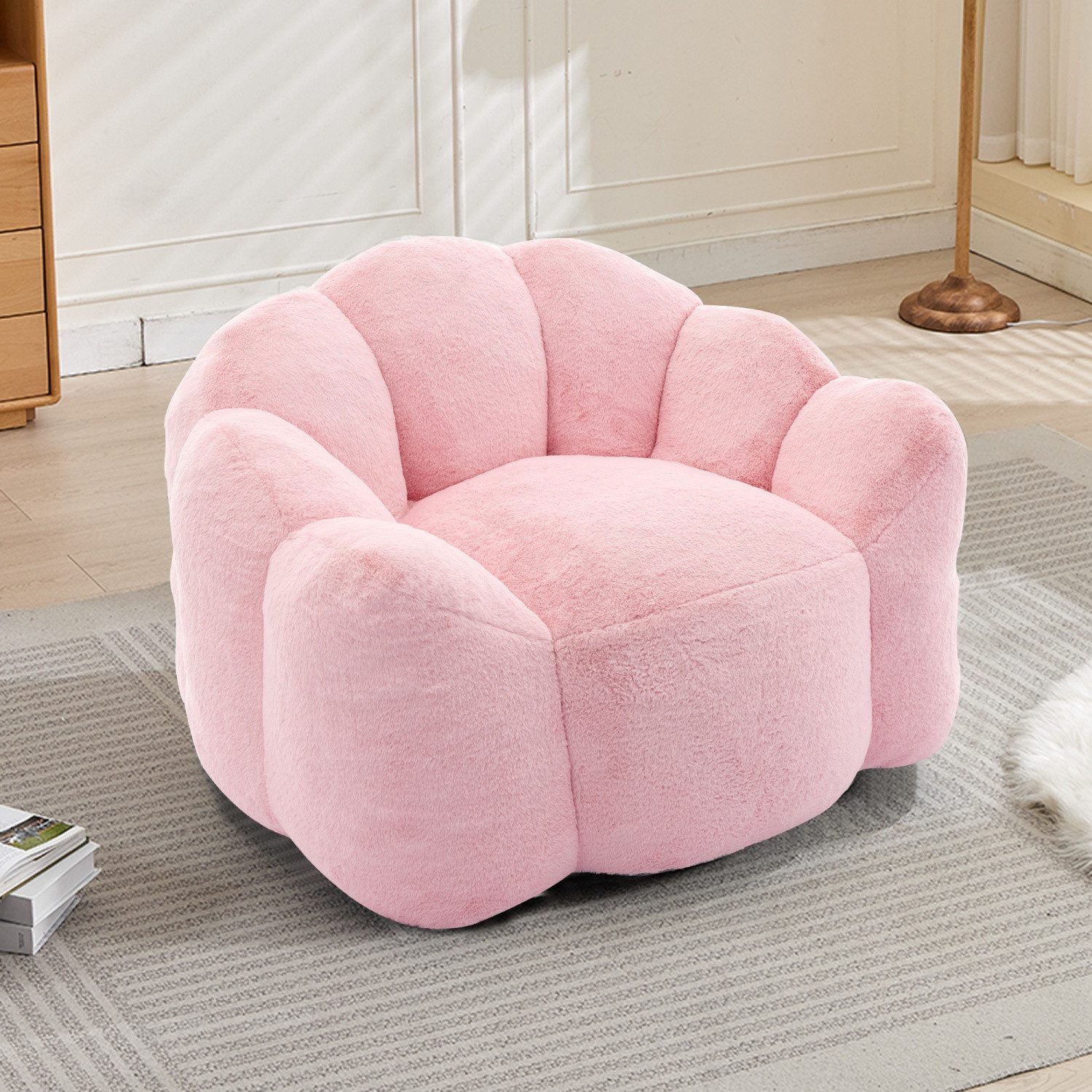 ANYSUN Sofa Kompakt-Sofa aus Lotus-förmiges,Einzelstuhl,Lounge-Sessel, Sitzsitz für Erwachsene, mit Kurzflor-Griffzug., Ohne Montage sofort,geeignet für Wohnzimmer, Schlafzimmer