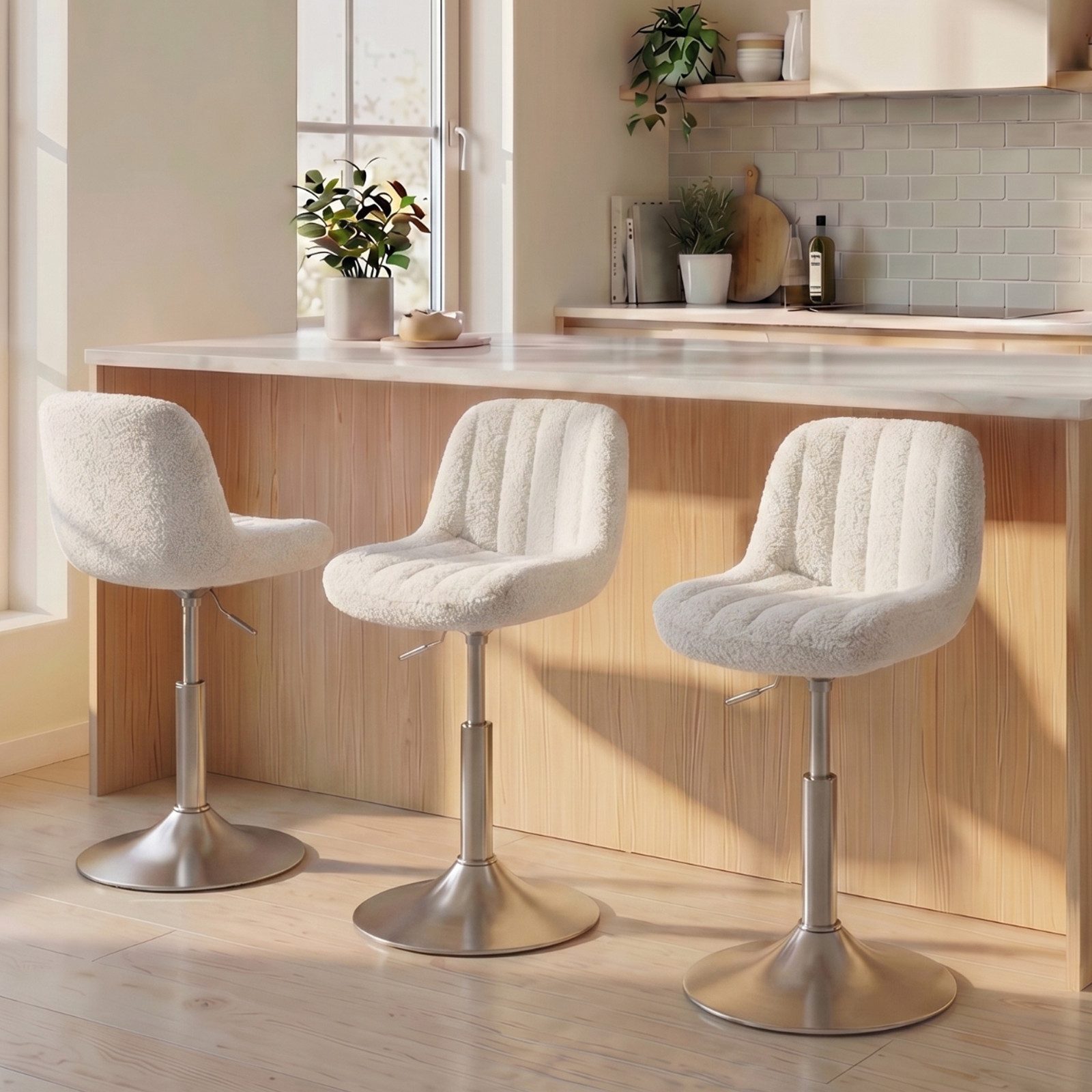 HOMALL Barhocker Höhenverstellbarer, um 360° drehbarer Friseurstuhl Drehstühle (1 St/2 St Barhocker und Schminkstuihle mit doppelter Polsterung, geeignet fur Sc – Bild 4 von 5