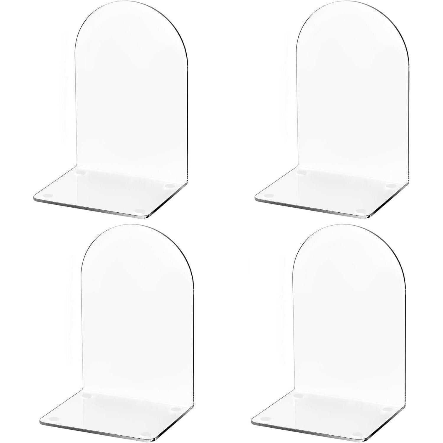 LuxusKollektion Buchstütze Acryl-Buchstützen 4er Set Transparent Rutschfest Bücherregal