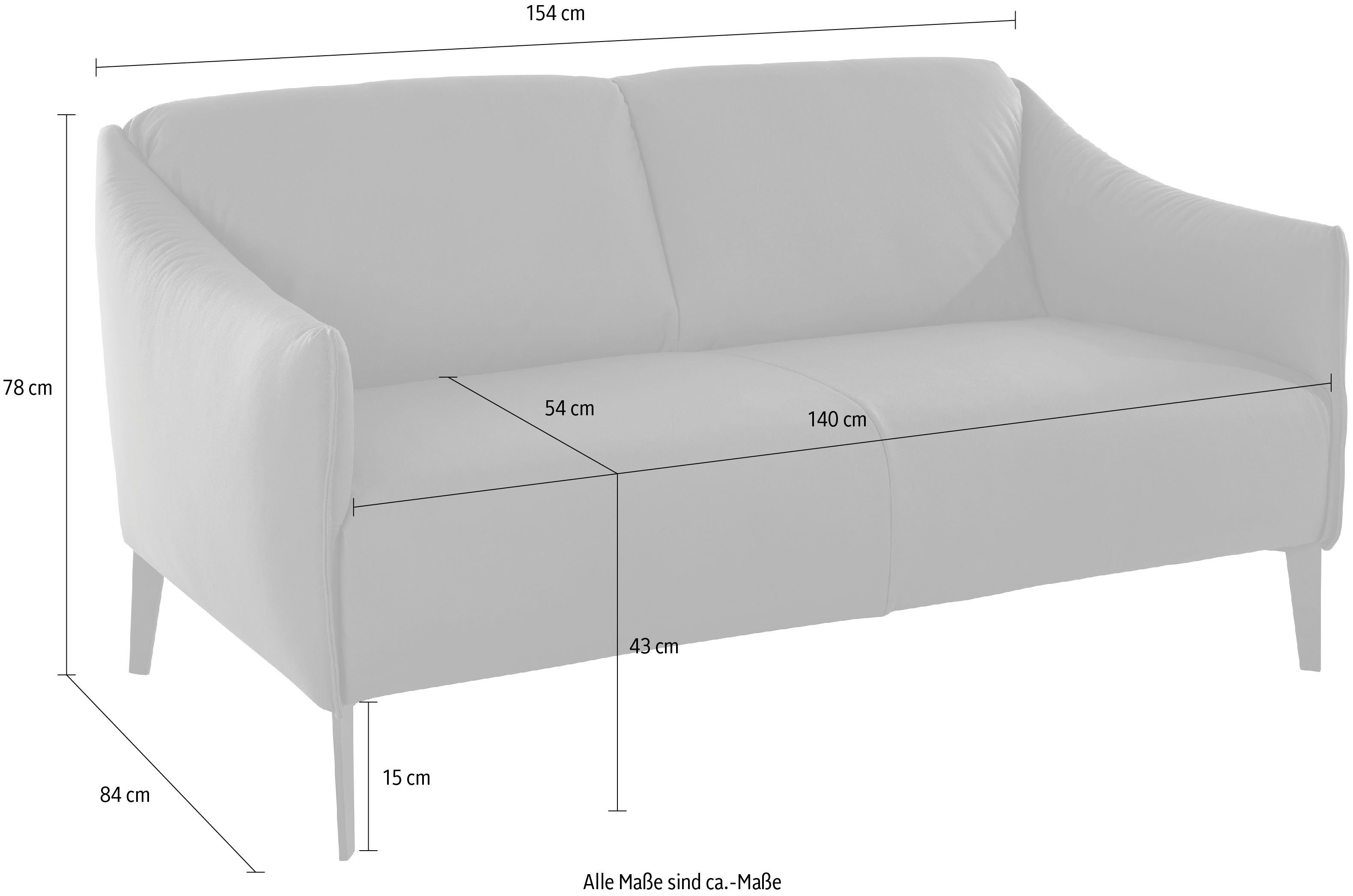 Silber Breite 154 cm matt, mit 2-Sitzer Metallfüßen W.SCHILLIG sally, braun Z59 in