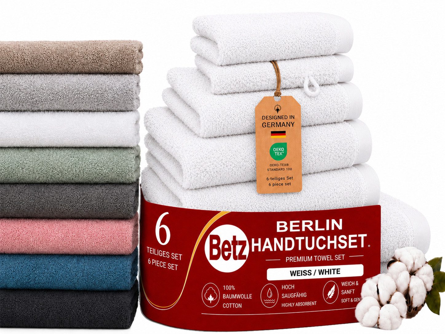Betz Handtuch Set 6 TLG. Handtuch Set Handtücher Berlin, 100% Baumwolle (set, 6-St)