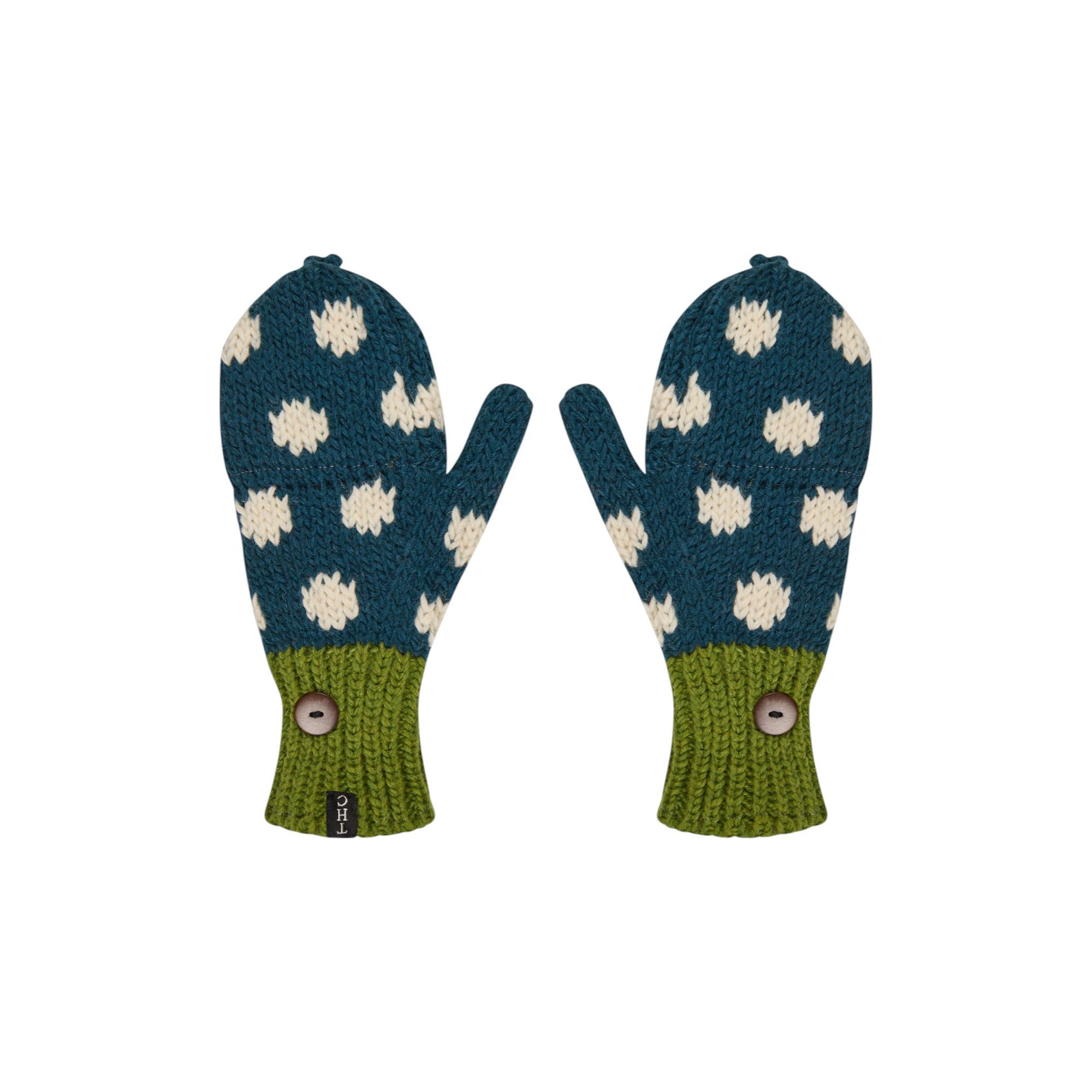 THC Natural Line Strickhandschuhe THC Klapphandschuhe 842 gepunktet (1 Paar, 1-St., 1 Paar) abklappbare Fingerspitzen