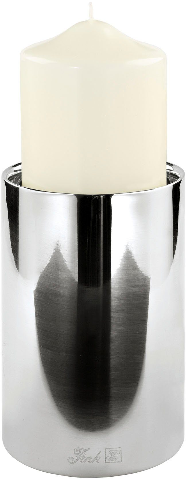 Fink Kerzenhalter SOBRIO (1 St), aus Edelstahl, Ø 10 cm - für Stumpenkerzen Ø 8 cm