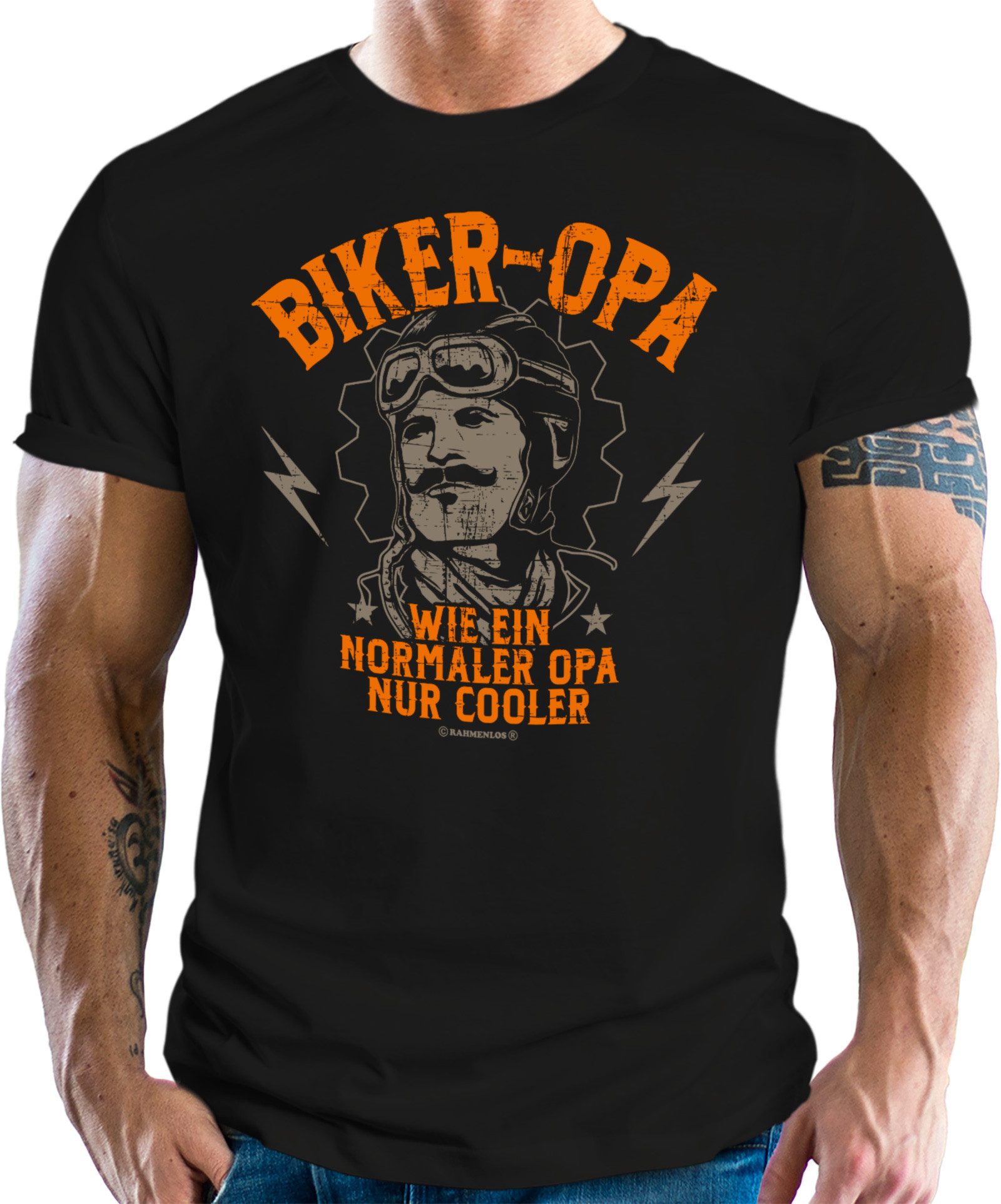 RAHMENLOS® T-Shirt Biker Opa für coole Großväter
