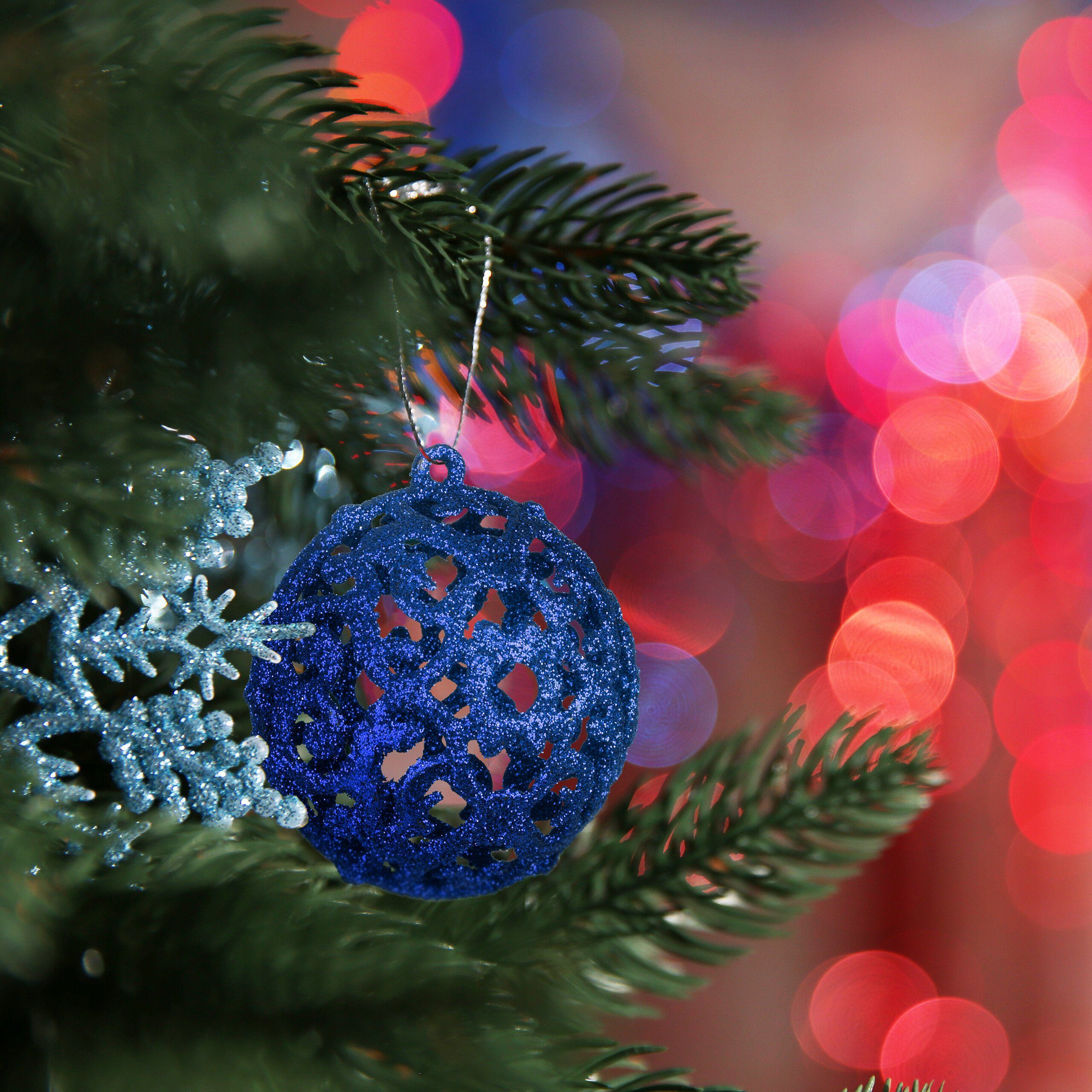 relaxdays Weihnachtsbaumkugel Weihnachtskugeln im 150er Set, blau