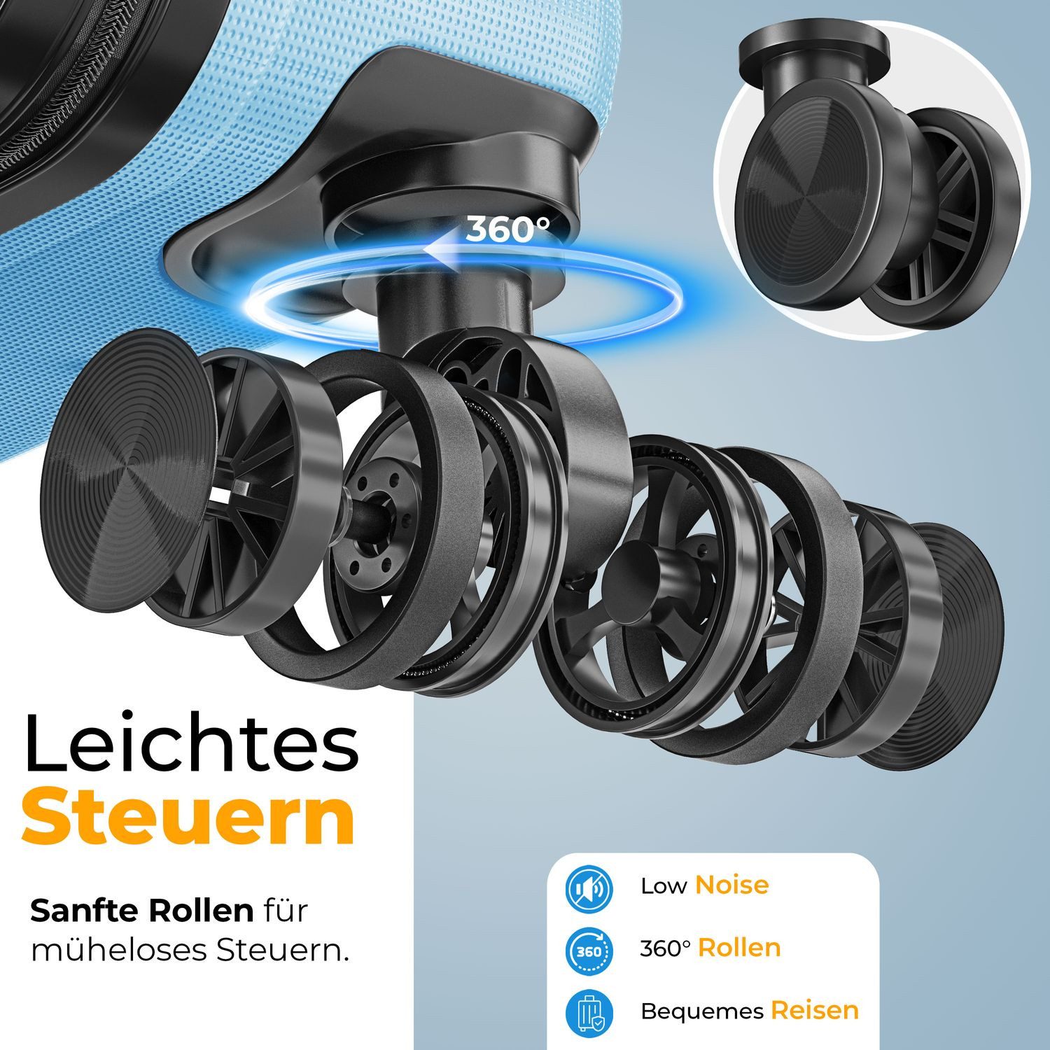 KESSER Kofferset, 4-teilig ABS Hartschalenkoffer mit Zahlenschloss, Waage & Brieftasche