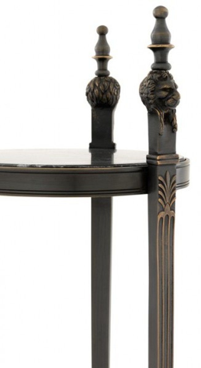 25 cm Padrino Barock Marmorplatte Gunmetal Massiv Casa 71 - x Rund Beistelltisch Tisch mit Bronze Beistelltisch Luxus