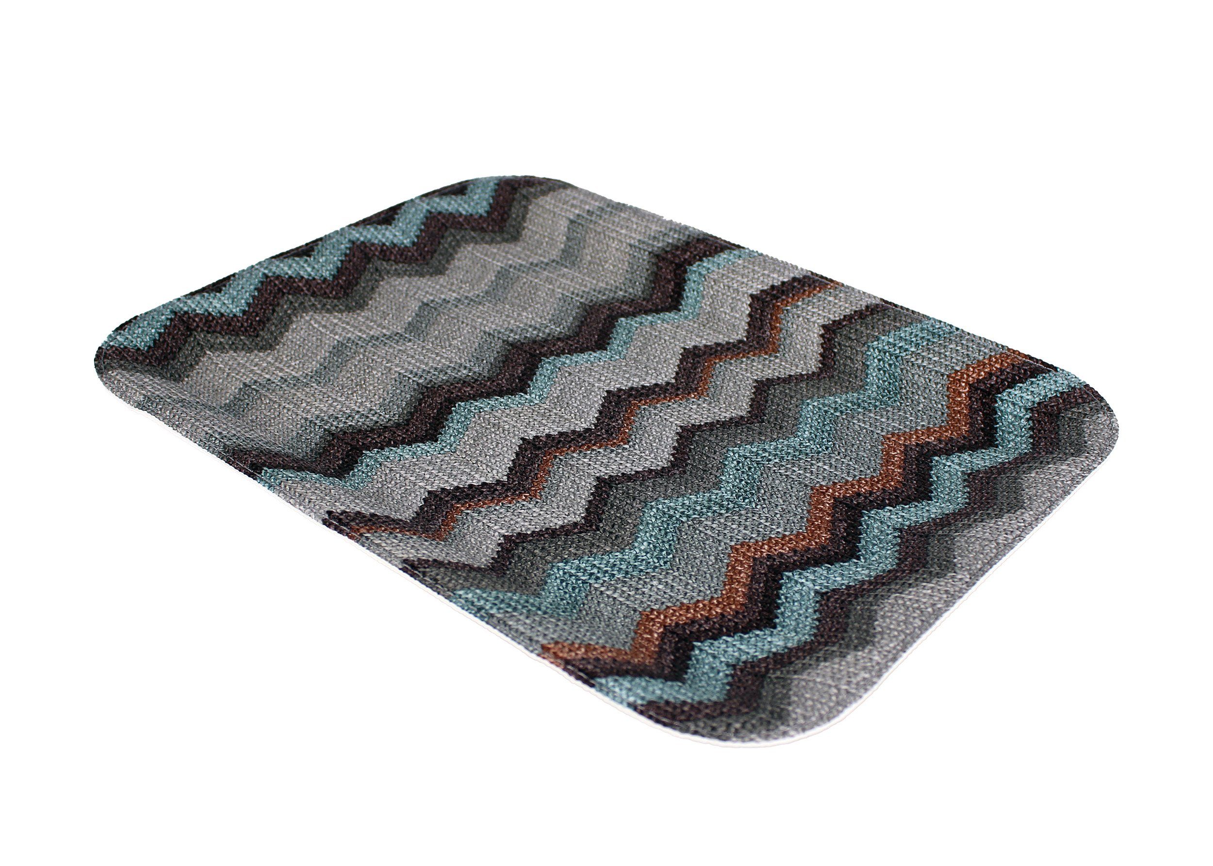 Signature Home Collection Tablett Tablett flach S beschichtet Zickzackmuster für Kaffee Serviertablett, Kunstleder, (1 Stück, 1-tlg., 1x Tablett), abwischbar pflegeleicht handlich