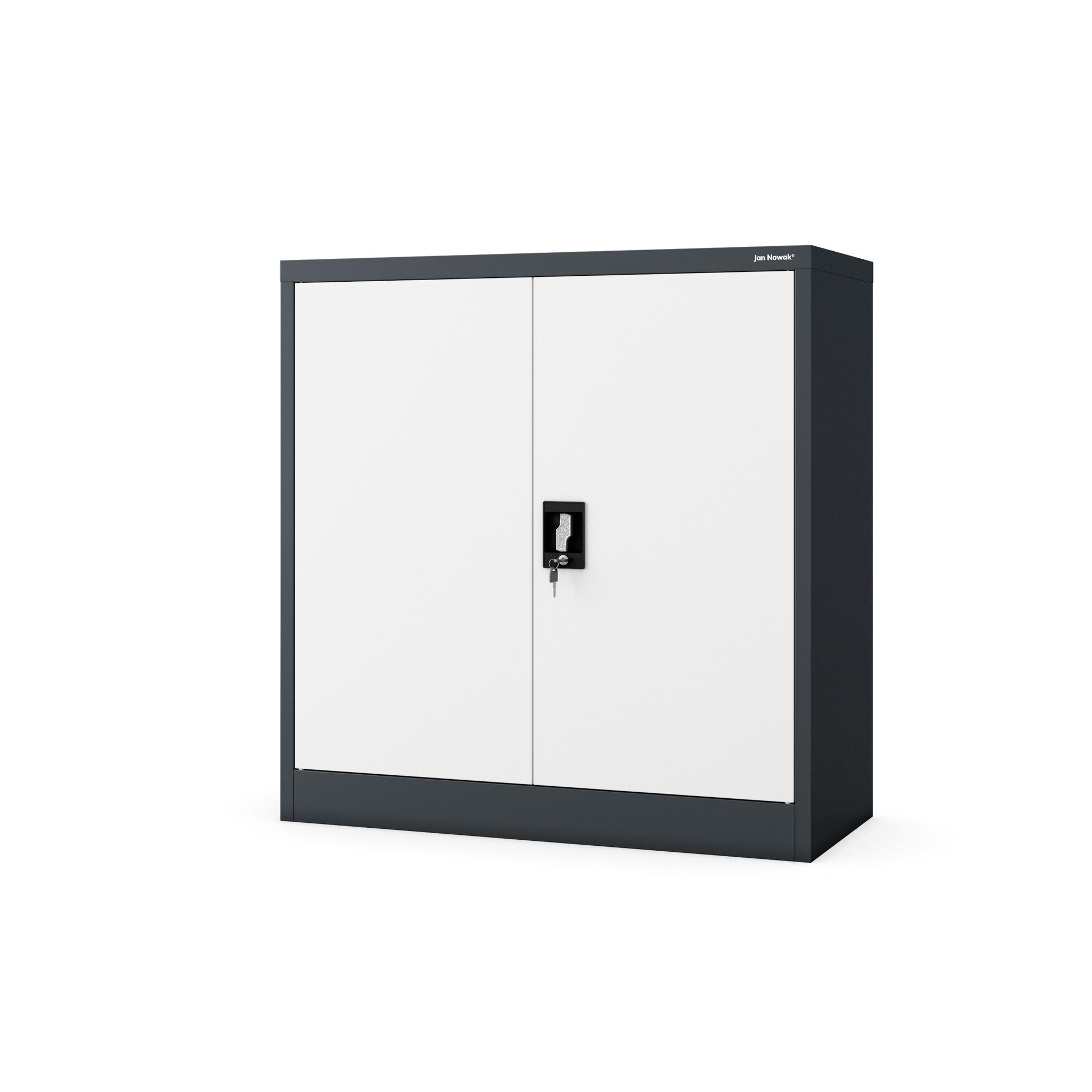 Jan Nowak Aktenschrank Metall Büroschrank abschließbar 90 cm BEATA 2 Böden Stahl (Stahl 0,6 mm Wandmontage möglich PZH-zertifiziert 93 cm) Aktenschrank 30 Ordner Schloss 2 Schlüssel kompakt 13 Farben