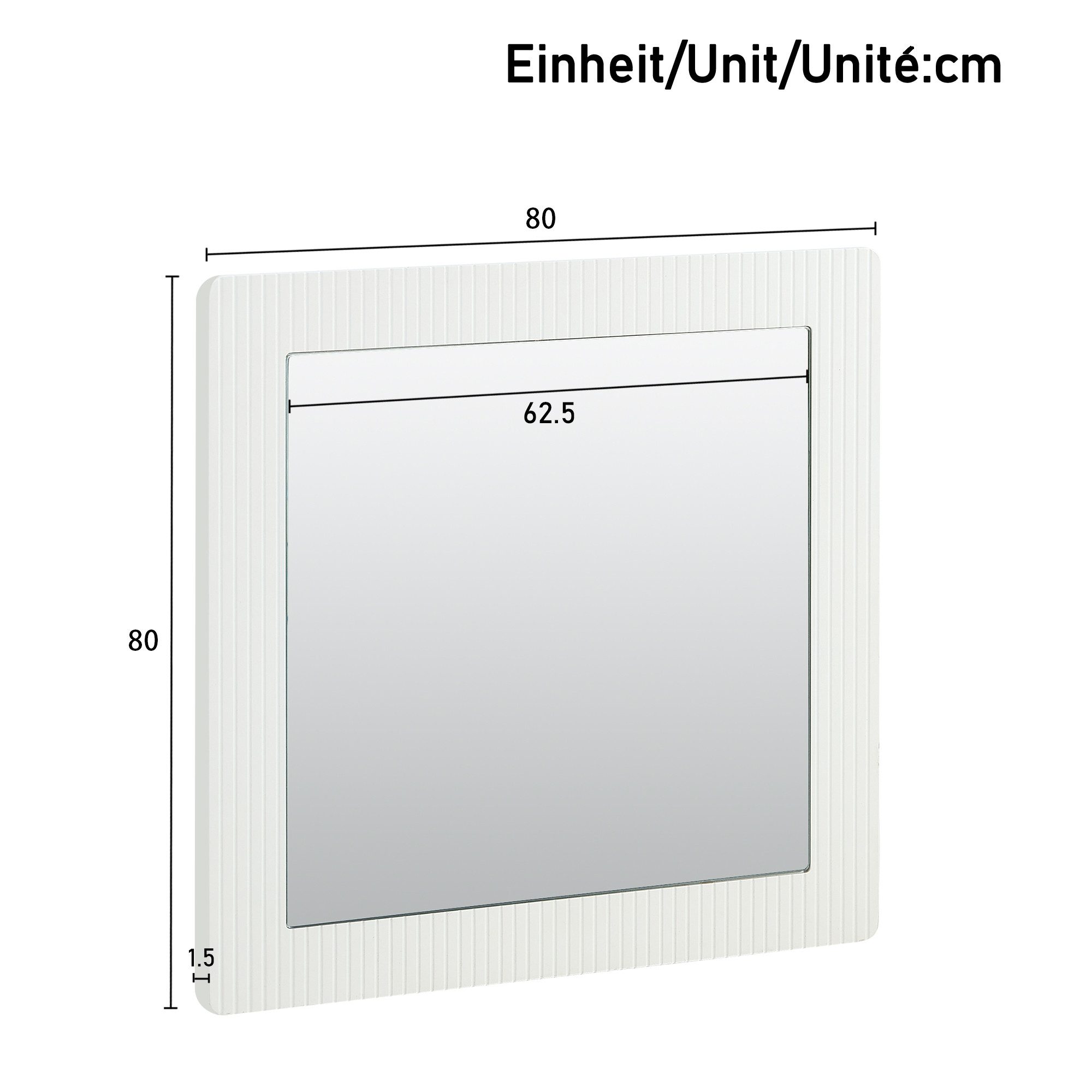 FANNOU Wandspiegel 80x80 cm mit weißem Rahmen in Holzoptik, ideal für Flur, Schlafzimmer & Wohnzimmer