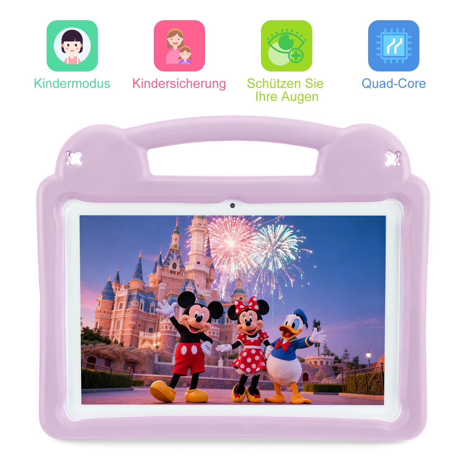 oyajia Kinder-Tablet, 10.1” Android 15 Octa Core 8GB RAM+64GB ROM 1280x800 HD Tablet (10.1", 64 GB, Quad Core, 2.4G+5G, mit stoßfester Hülle Bluetooth WLAN Kindersicherung Dual-Kamera Tasche)