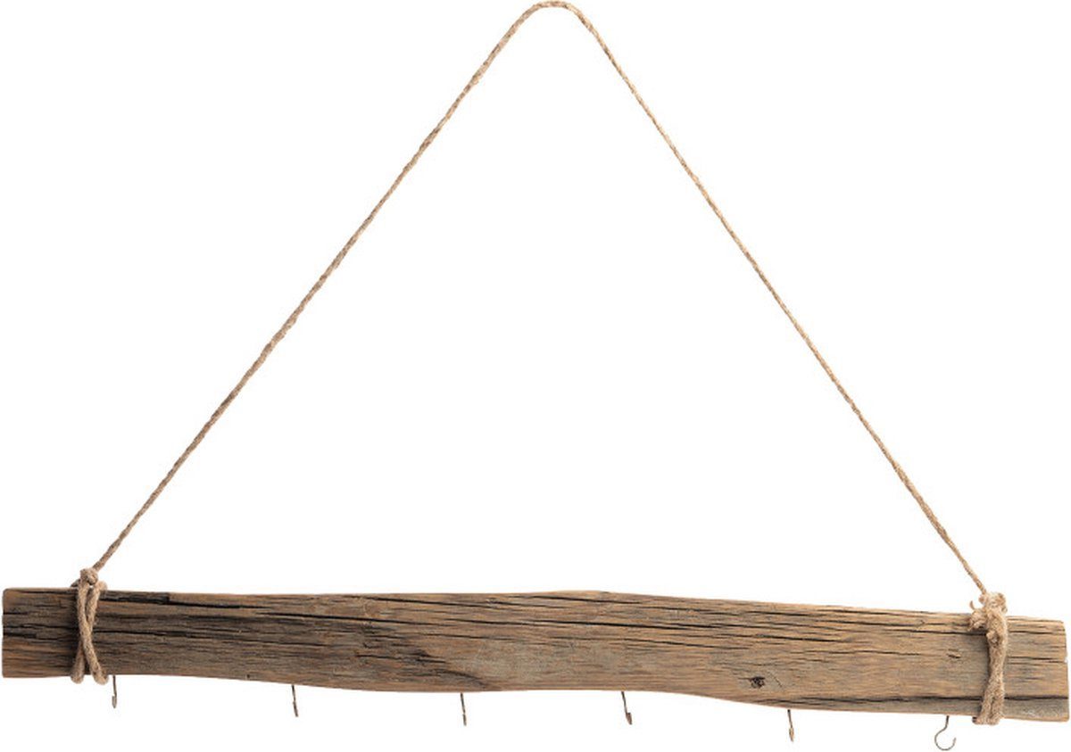 NaDeco Bastelnaturmaterial Deko Holz Stange / Brett zum Hängen, in 60 cm mit 5 Haken und Kordel