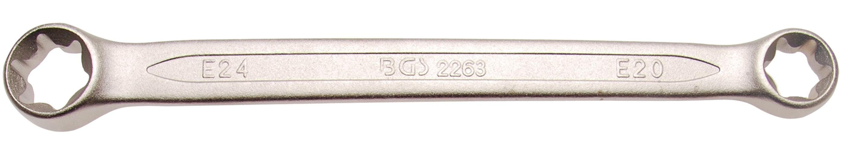 BGS technic Bit-Schraubendreher Doppel-Ringschlüssel mit E-Profil-Ringköpfen, SW E20 x E24