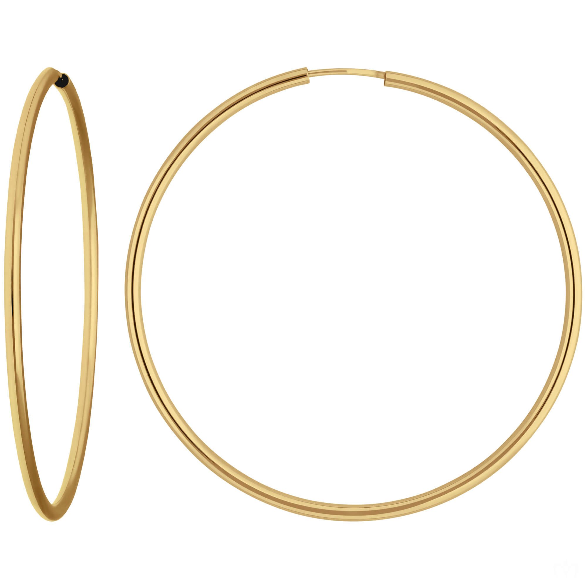 Schmuck Krone Paar Creolen Paar Ohrringe Creolen rund schlicht aus 333 Gelbgold 48x2mm, Gold 333