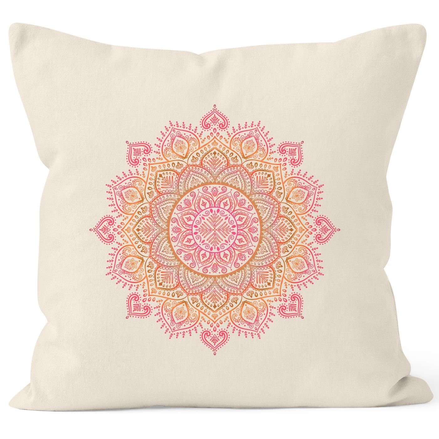 Autiga Dekokissen Kissenbezug Kissen-Hülle Mandala Ethno Boho Bohemian 40x40 Baumwolle Autiga® natur