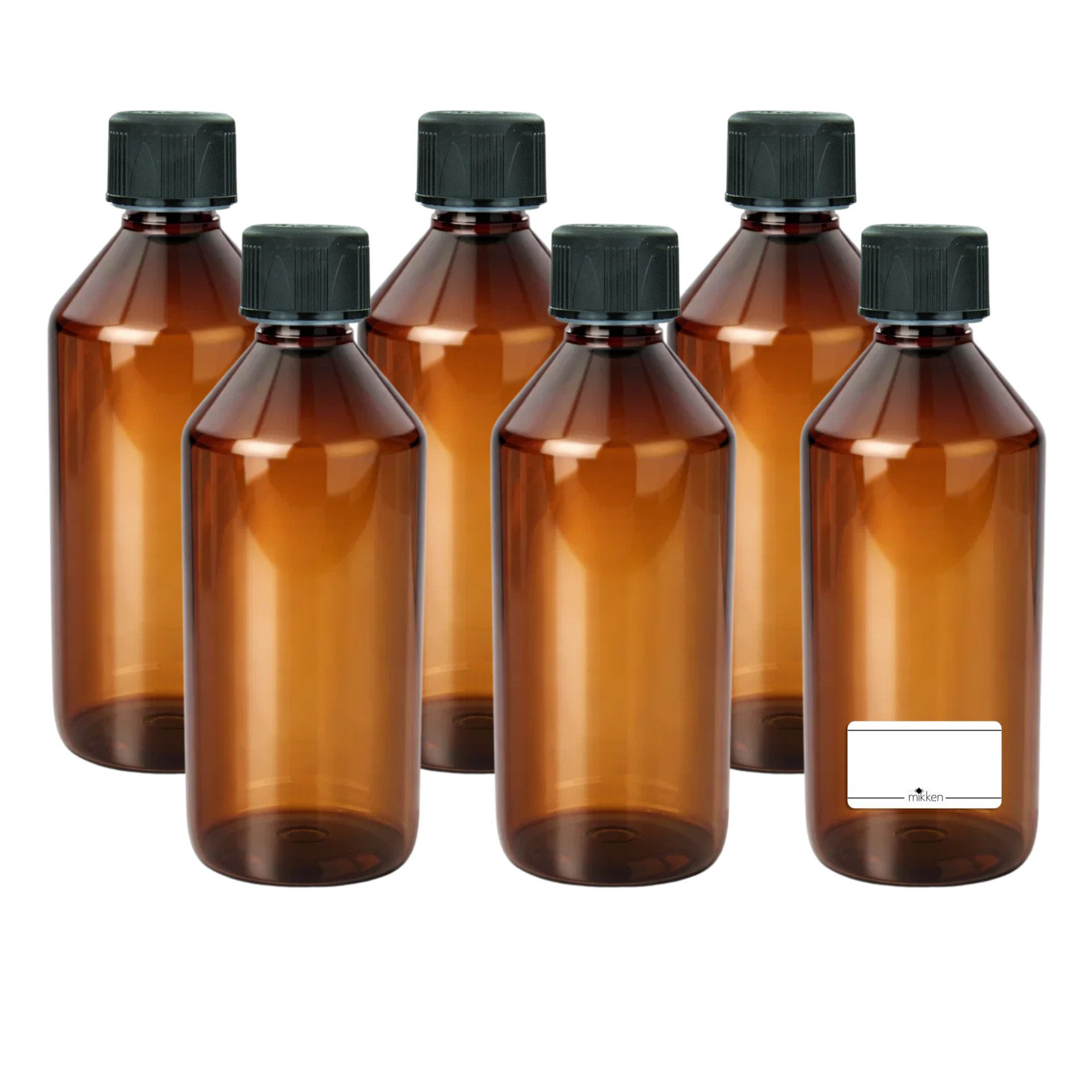 mikken Trinkflasche leere Laborflasche 0,5 Liter braun PET Medizinflasche, Made in Europe, verschiedene Set-Größen, UV-Schutz