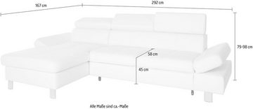 exxpo - sofa fashion Ecksofa Fiji, L-Form, mit Kopf- bzw. Rückenverstellung, wahlweise mit Bettfunktion