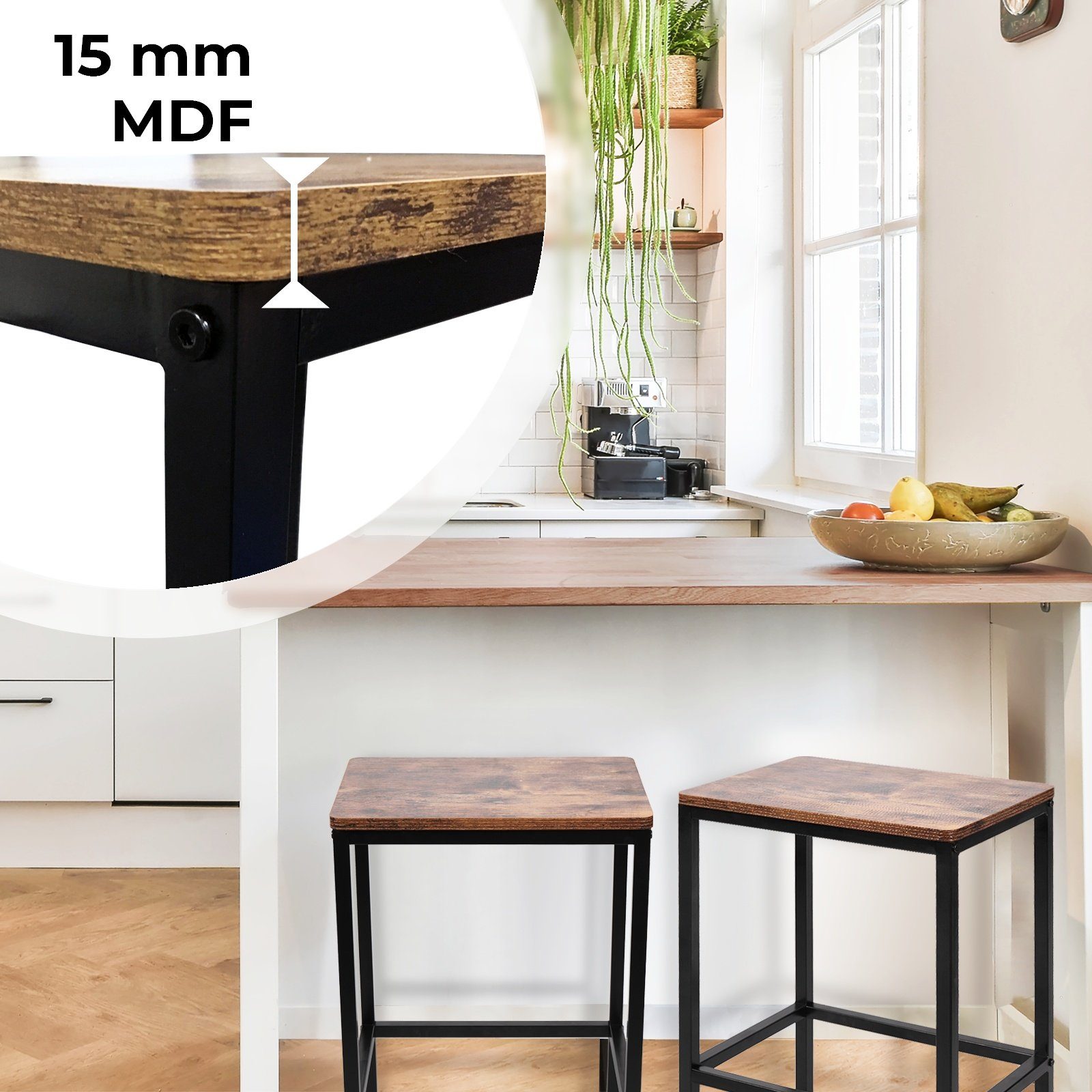 VENDOMNIA Barhocker 2er Set - industrial günstig online kaufen