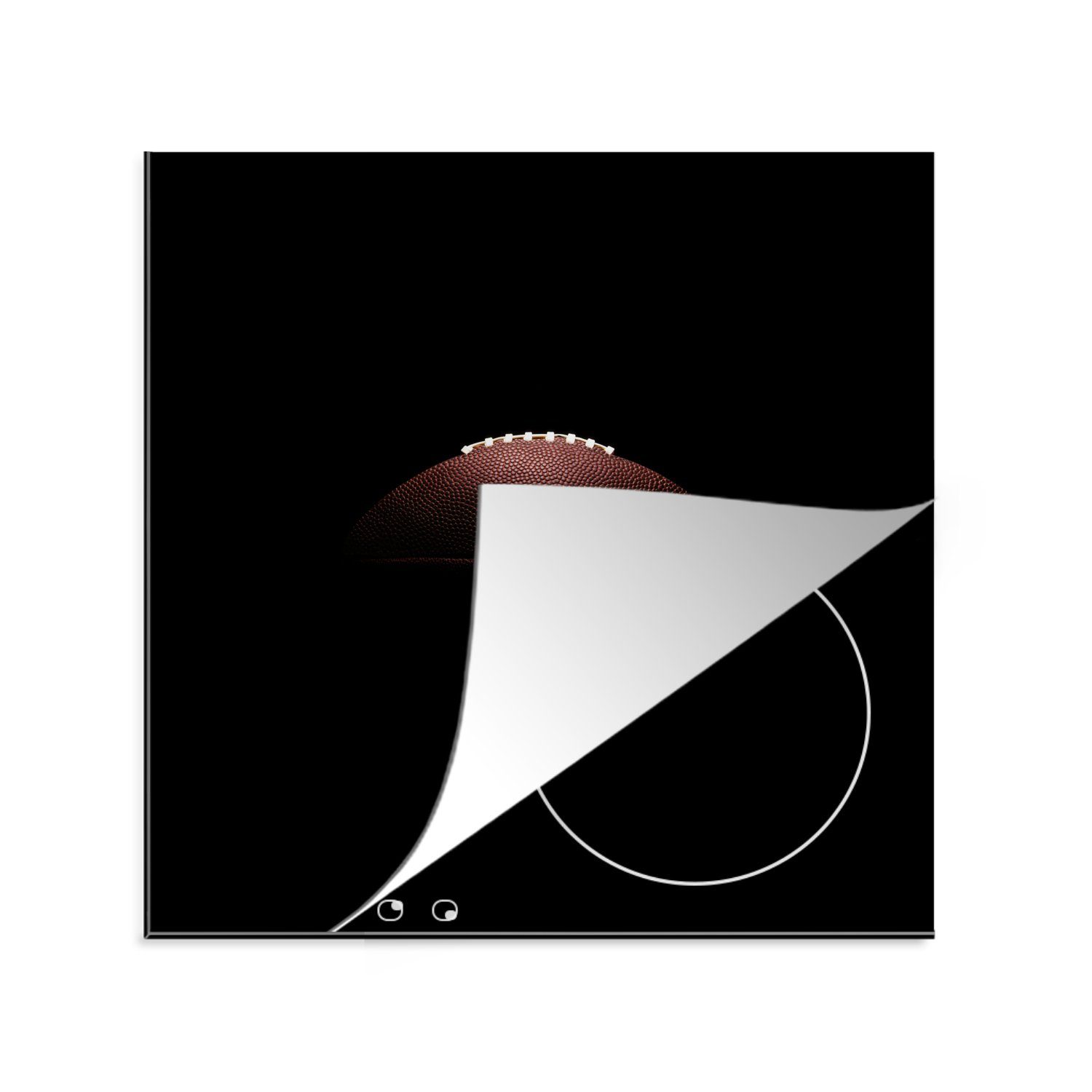 MuchoWow Herdblende-/Abdeckplatte American Football auf schwarzem Hintergrund, Vinyl, (1 tlg), 78x78 cm, Ceranfeldabdeckung, Arbeitsplatte für küche | Herdabdeckplatten